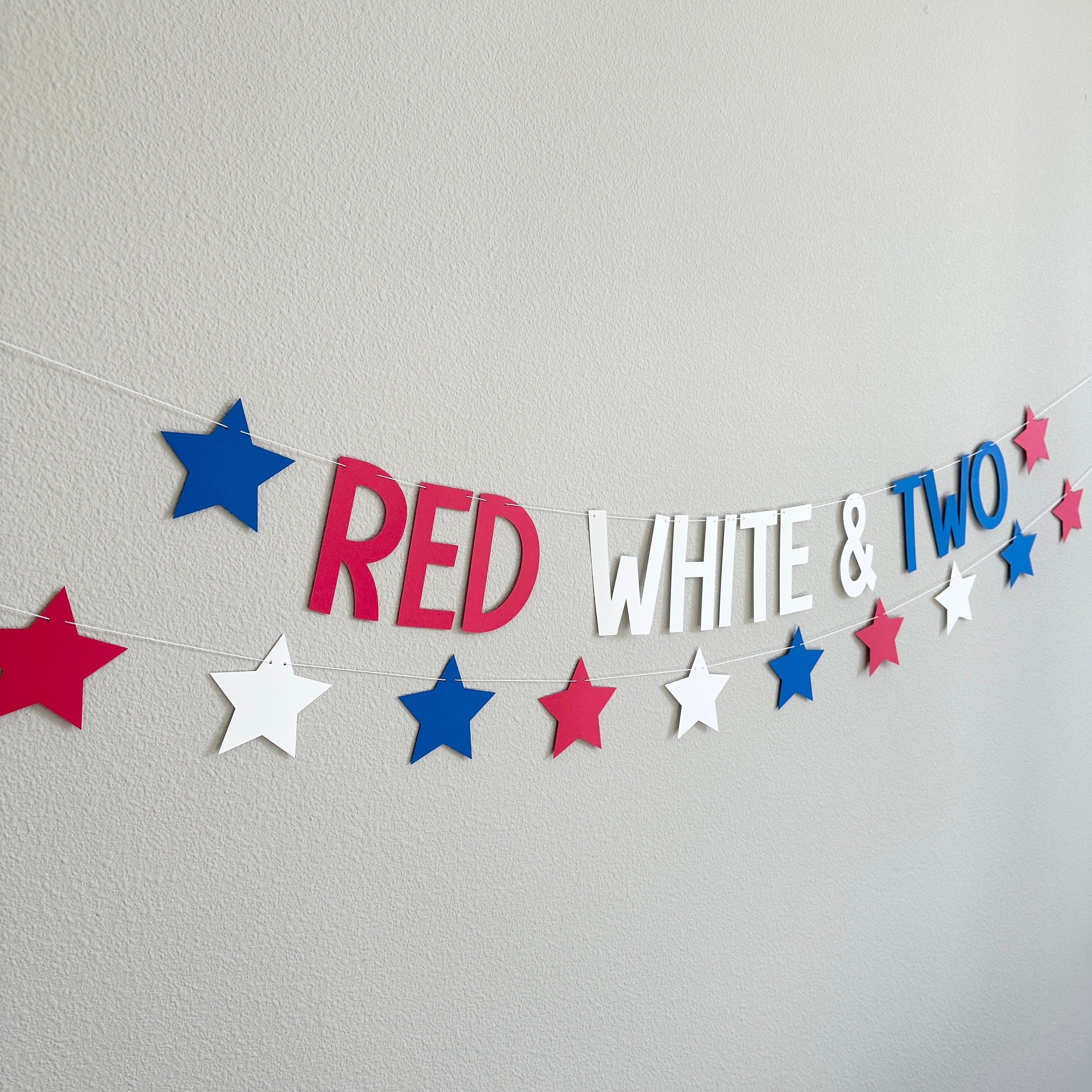 Red White & Two, Red White and Blue Banner, Custom 4th of July Banner, 2nd Birthday Party Theme Idea