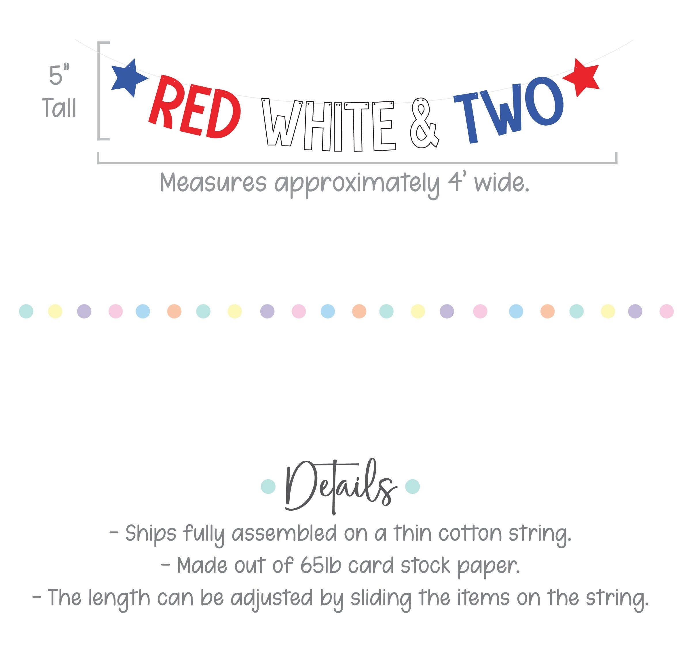 Red White & Two, Red White and Blue Banner, Custom 4th of July Banner, 2nd Birthday Party Theme Idea