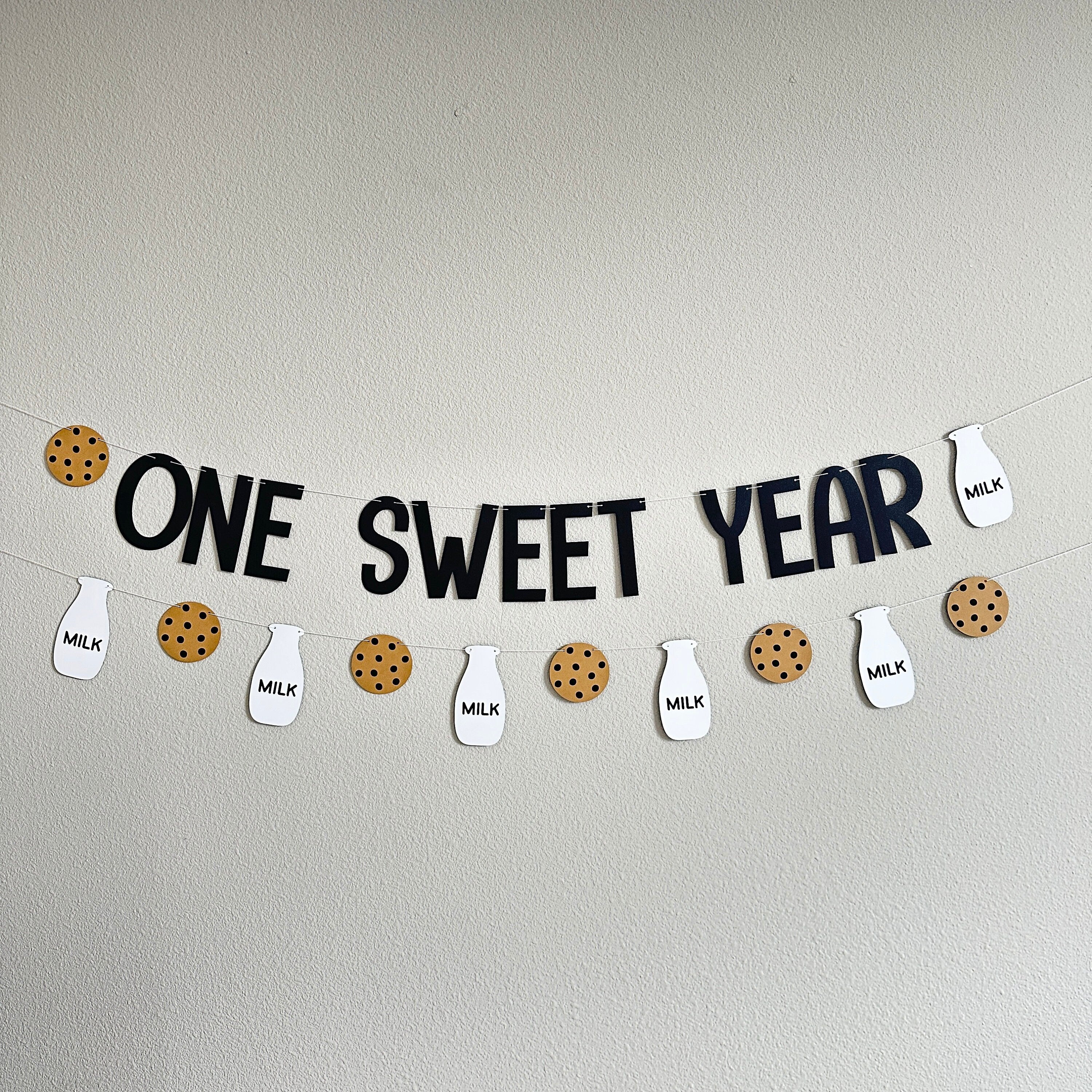 One Sweet Year, One Sweet Year Banner, First Birthday Banner, Cookie Party Decorations, Cookies and Milk Decorations, 1st Birthday Ideas