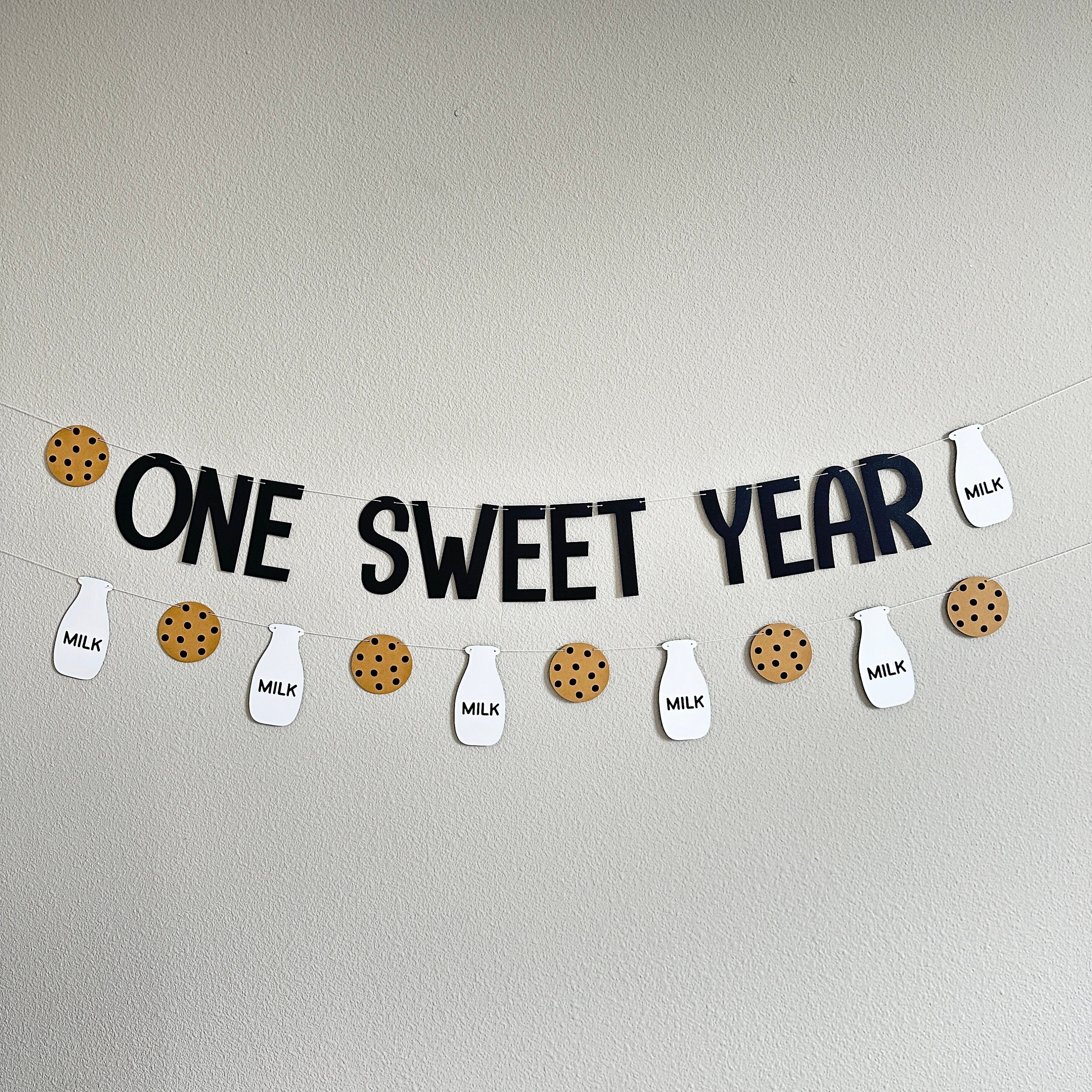 One Sweet Year, One Sweet Year Banner, First Birthday Banner, Cookie Party Decorations, Cookies and Milk Decorations, 1st Birthday Ideas