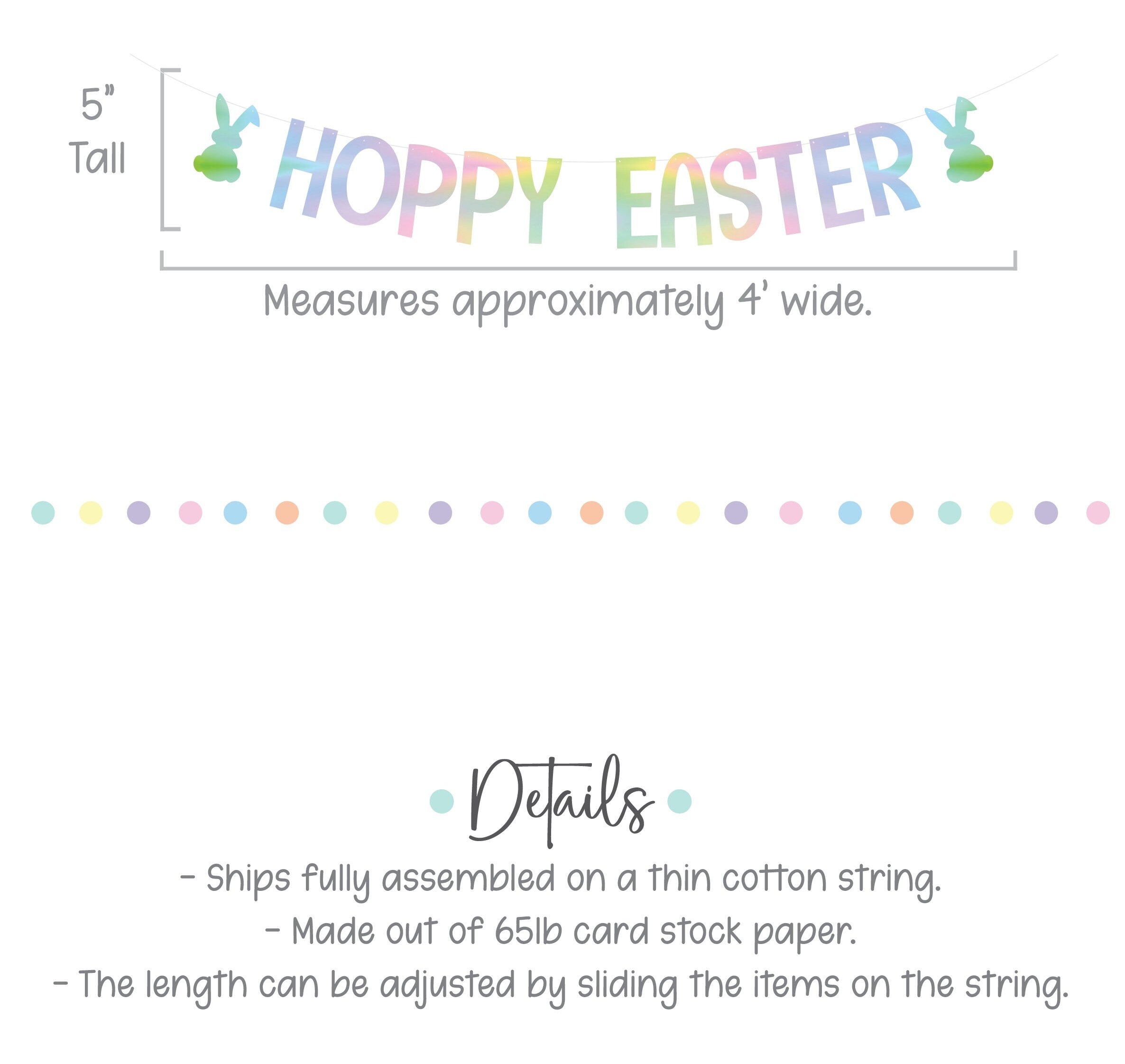 Hoppy Easter Banner, Easter Banner, Easter Decorations, Custom Easter Banner, Easter Bunny Garland, Holographic Easter Banner