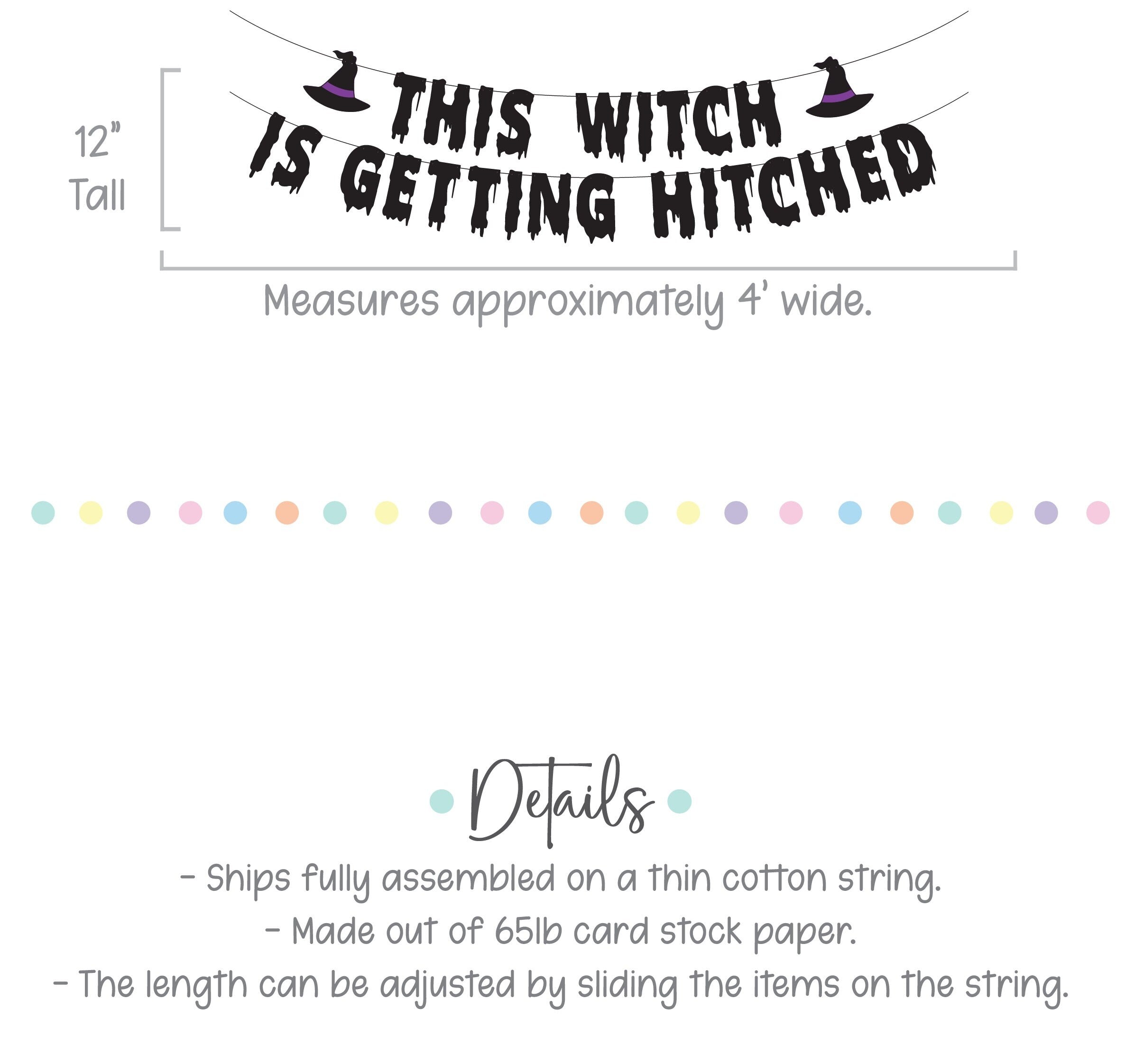 This Witch Is Getting Hitched, Witch Bachelorette Party, Witch Themed Engagement Party, Witch Themed Wedding, Custom Witch Banner