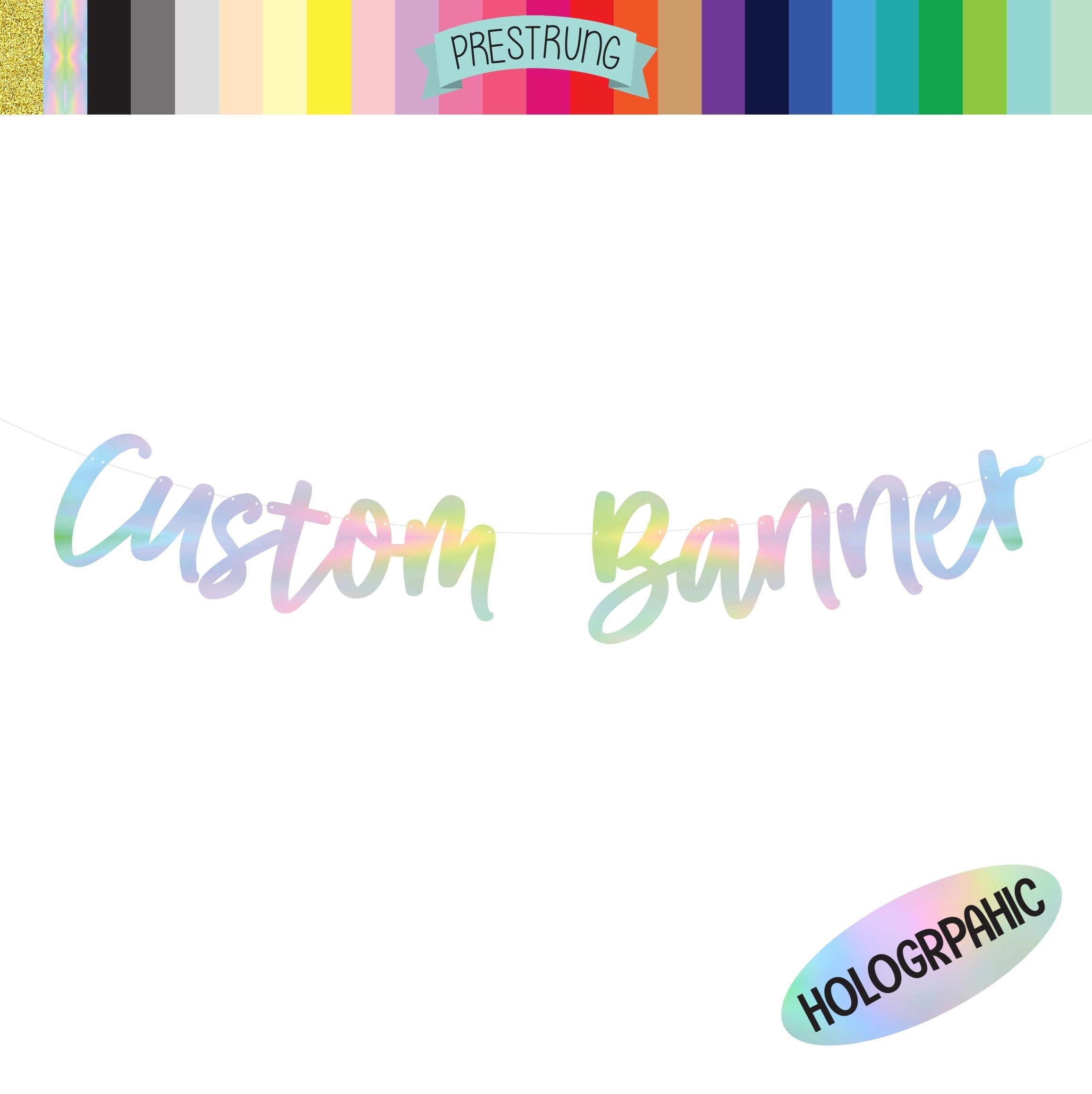 Custom Banner, Custom Holographic Banner, Holographic Banner, Holographic Decorations, Party Supplies, Cursive Banner