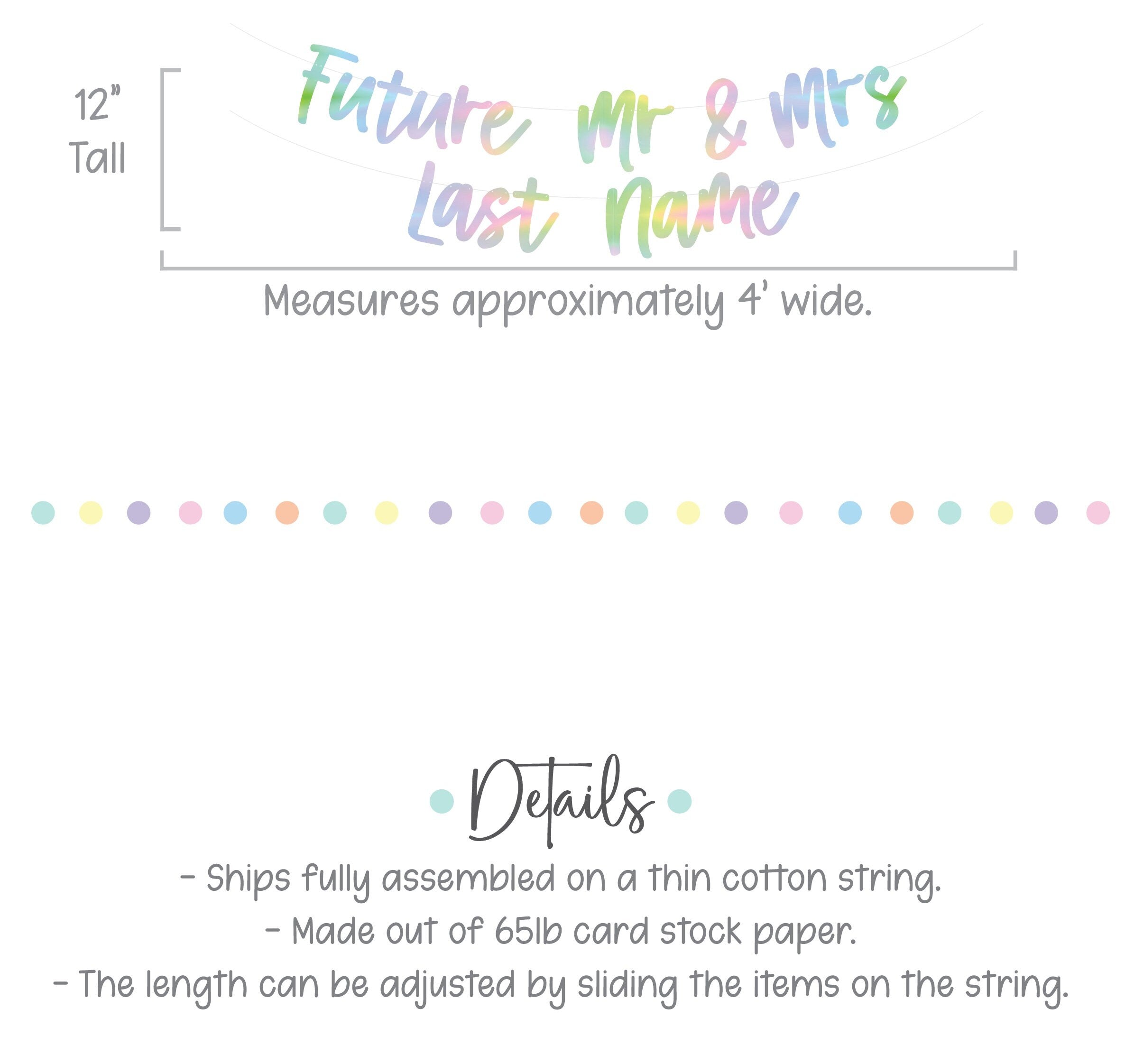 Future Mr & Mrs, Future Mr and Mrs Banner, Engagement Party Decorations, Holographic Decorations, Engagement Decorations