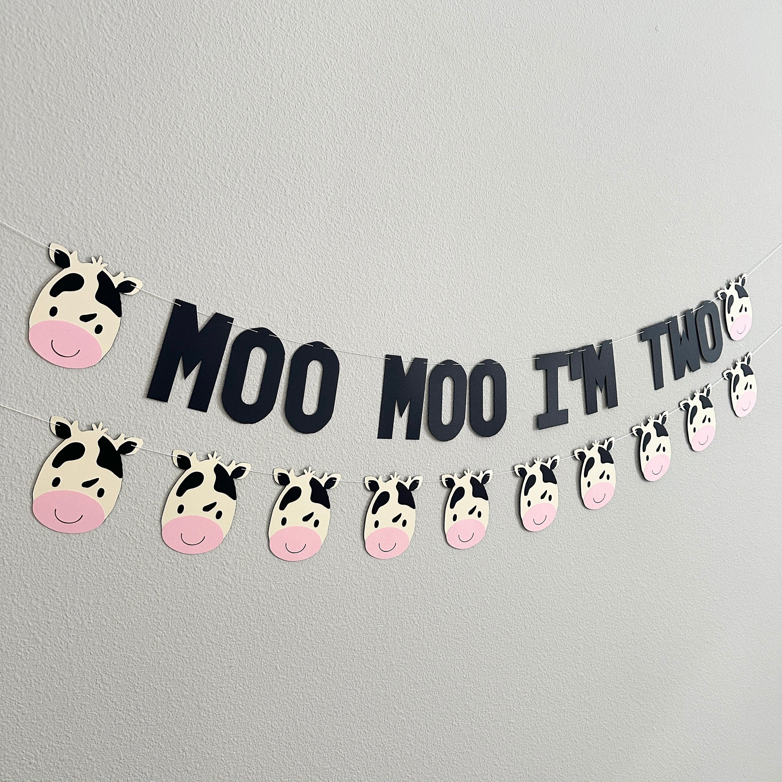 Moo Moo I&#39;m Two, Cow Garland, Cow Banner, Cow Decor, Babies Room Cow, Cow Birthday Party Decorations, Cow Themed Party