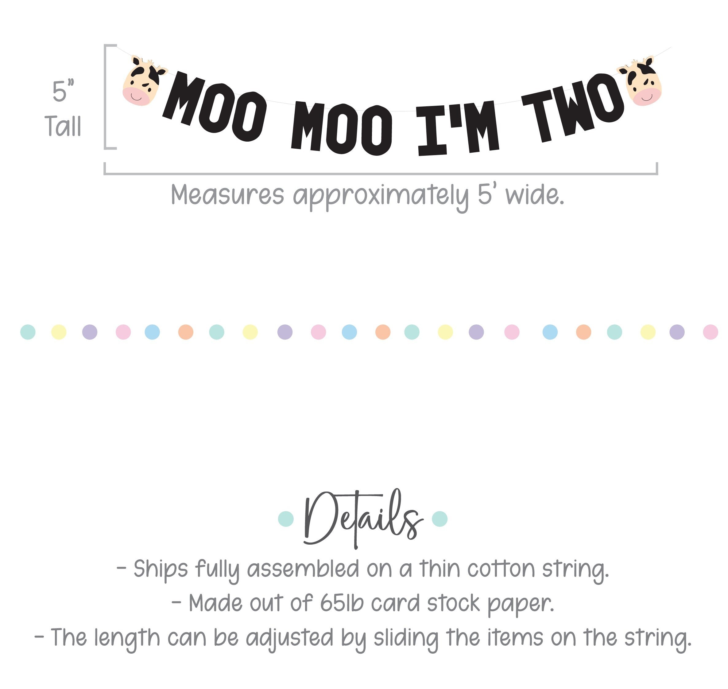 Moo Moo I&#39;m Two, Cow Garland, Cow Banner, Cow Decor, Babies Room Cow, Cow Birthday Party Decorations, Cow Themed Party