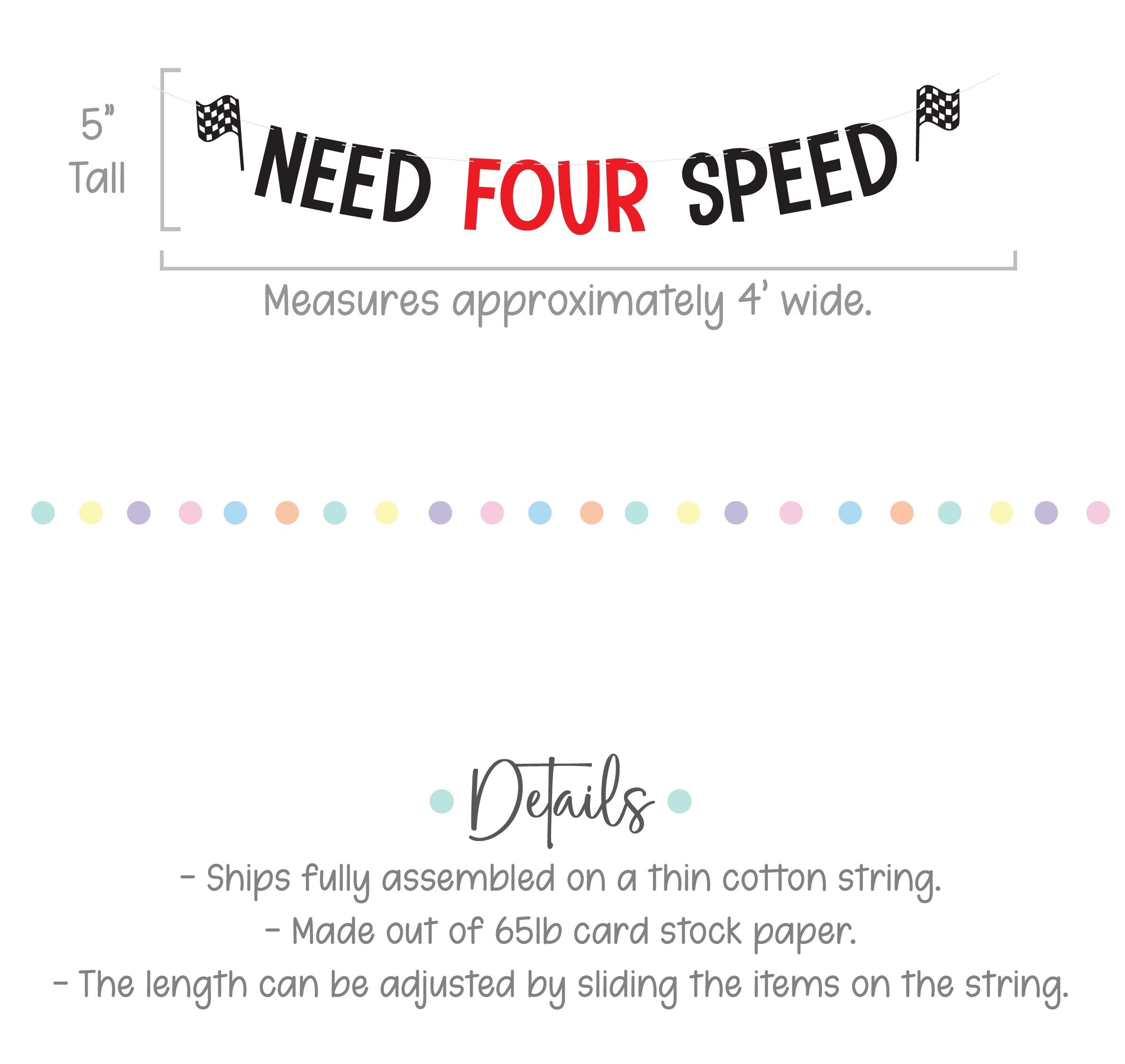 Need Four Speed, Need Four Speed Banner, Need For Speed, 4th Birthday, Fourth Birthday Party, Racecar Birthday
