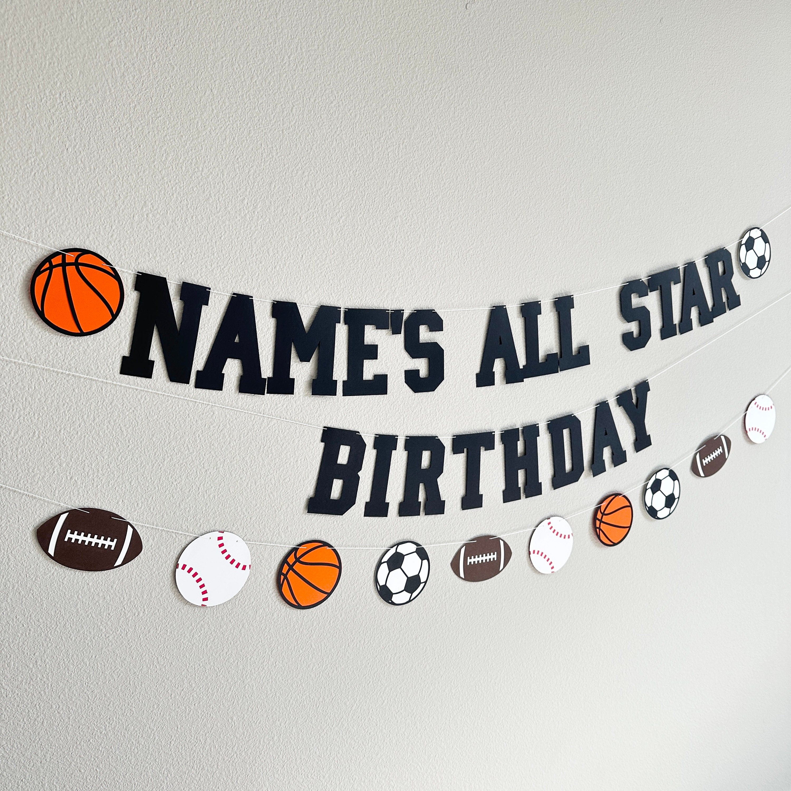All Star Birthday, Name&#39;s All Star Birthday Banner, Sports Themed Decorations, Sports Birthday Party, Name&#39;s All Star Birthday