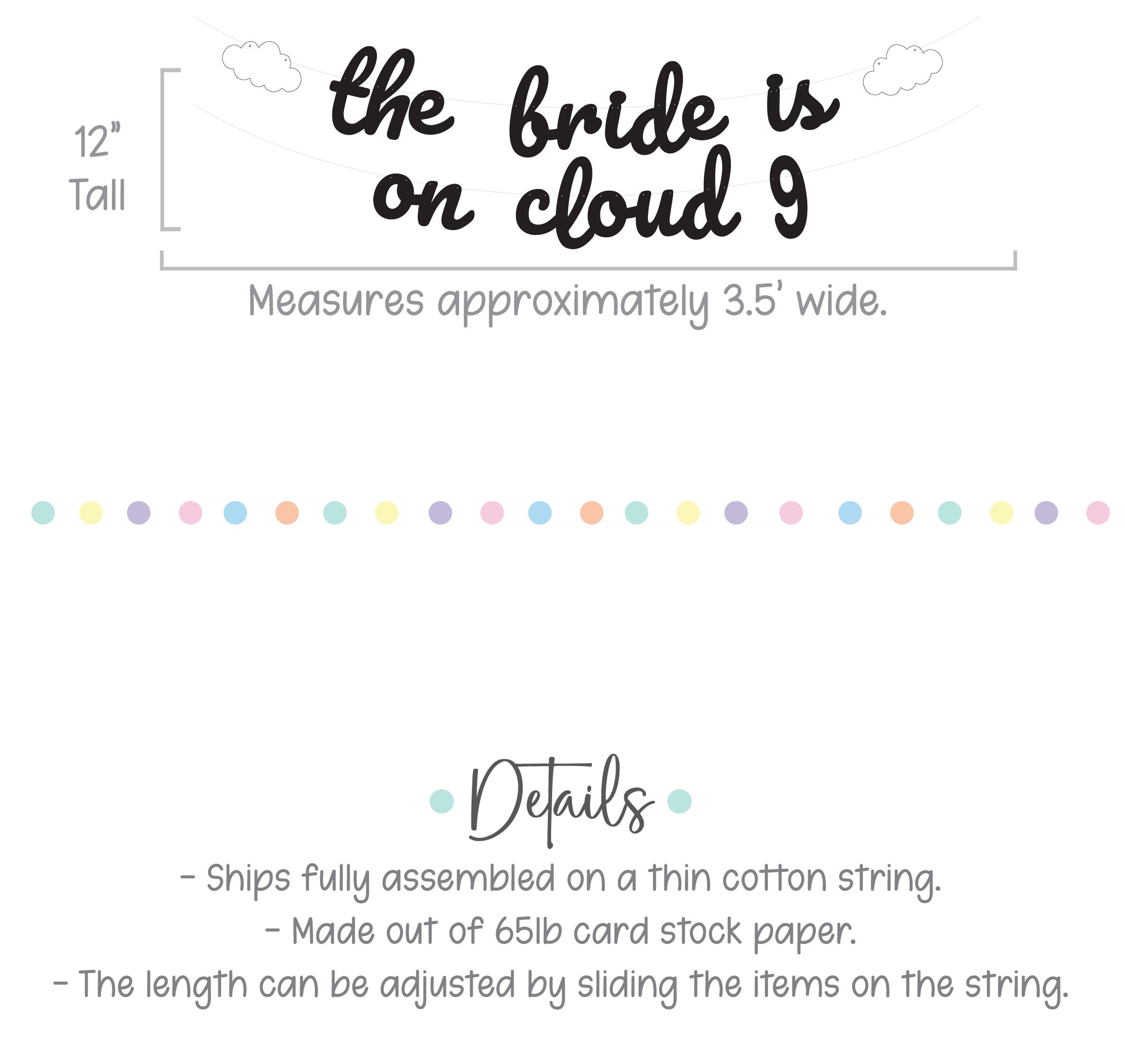 The Bride Is On Cloud 9, The Bride Is On Cloud 9 Banner, Bachelorette Banner, Engagement Banner, Engagement Party Decor