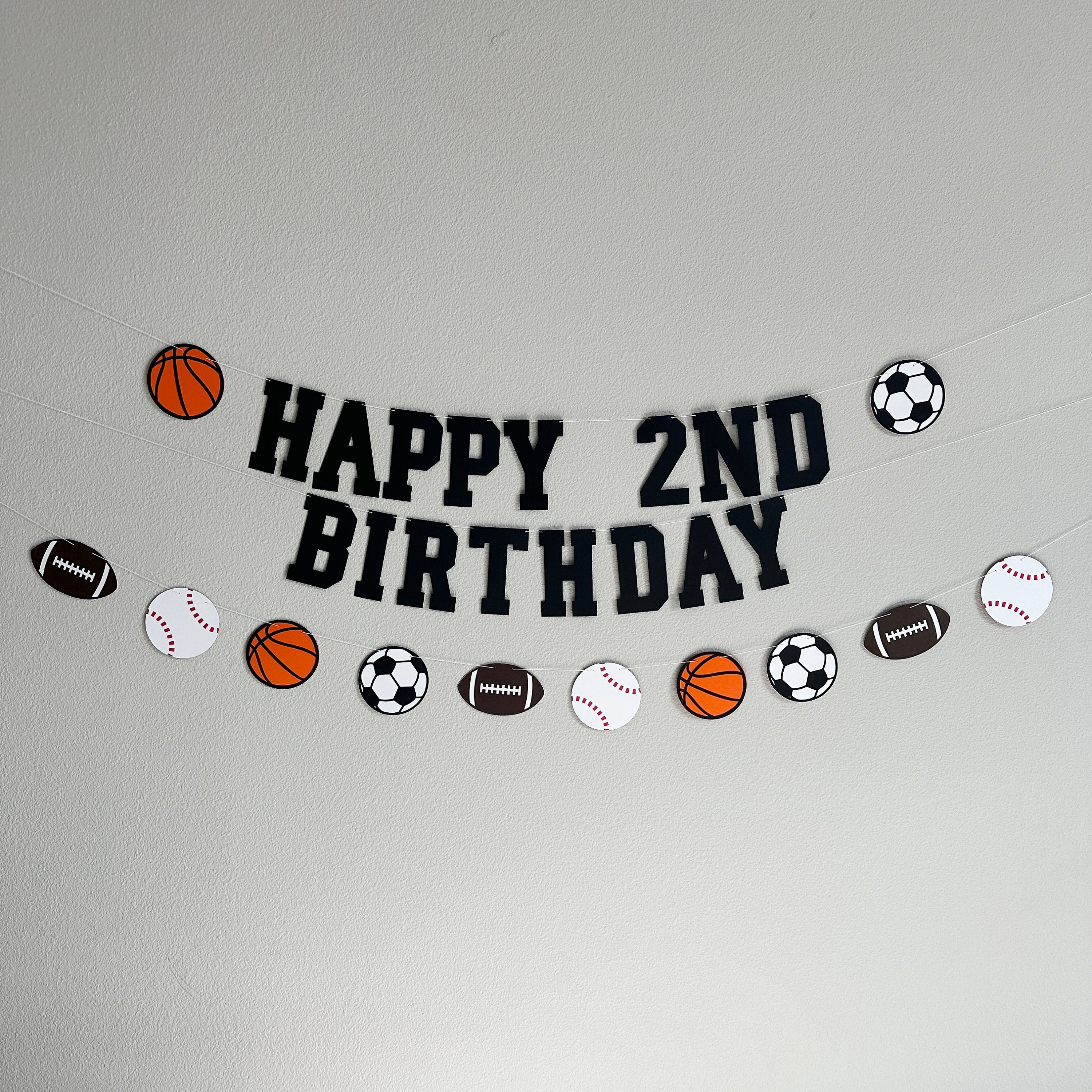 Sports Themed 2nd Birthday Banner, Happy 2nd Birthday, Sports 2nd Birthday, Sports Decorations, Second Birthday Theme Ideas