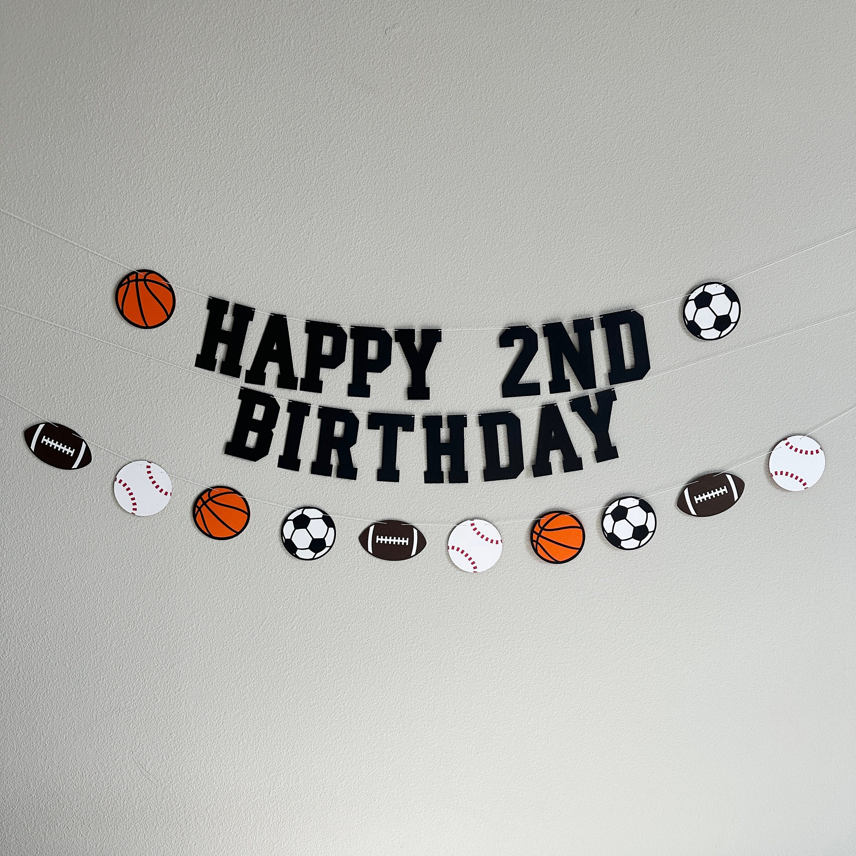 Sports Themed 2nd Birthday Banner, Happy 2nd Birthday, Sports 2nd Birthday, Sports Decorations, Second Birthday Theme Ideas