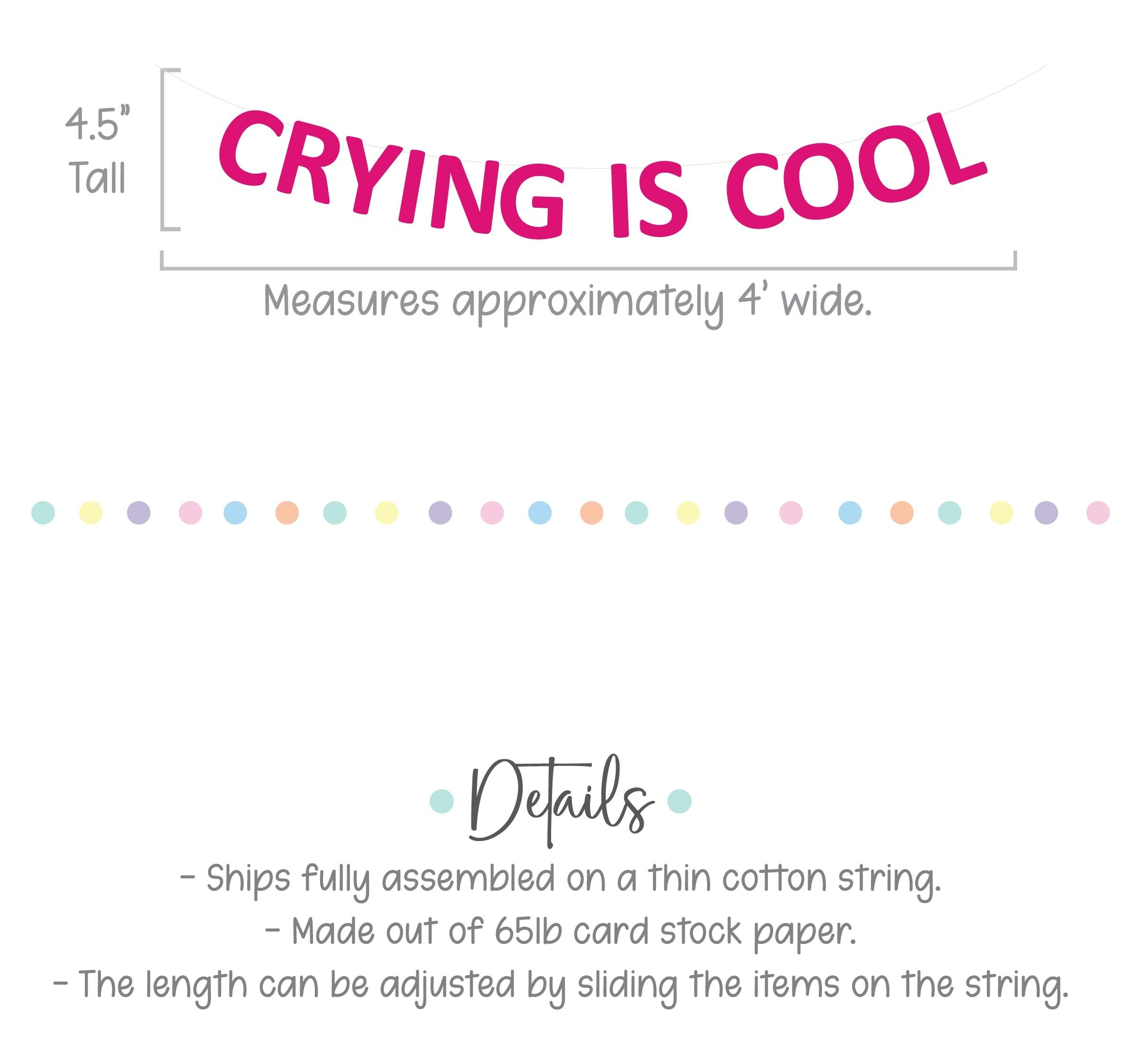 Crying Is Cool, Crying Is Cool Banner, Custom Banner, Custom Fuchsia Banner, Funny Banner, Crying Banner, Sad Banner