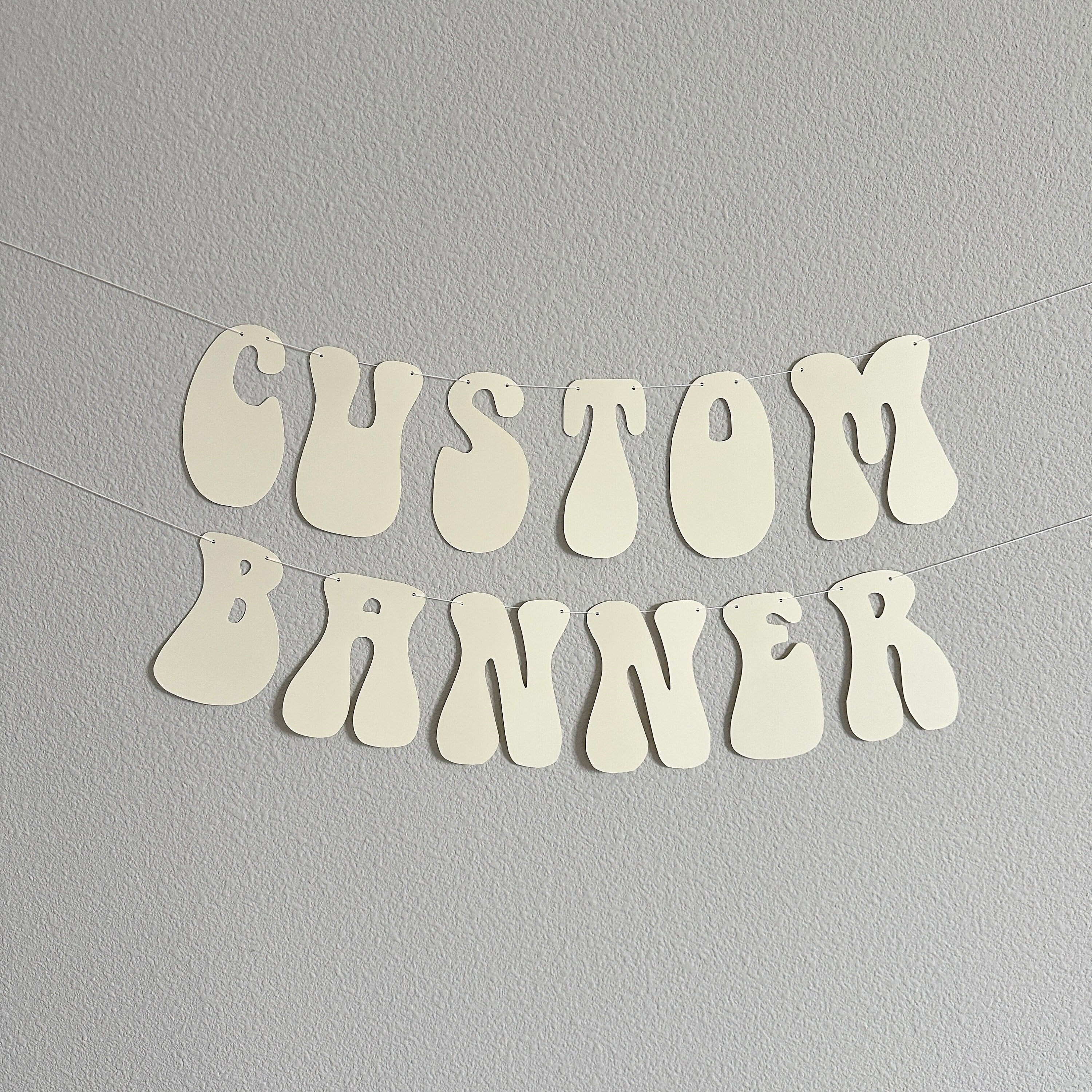 Custom Banner, Custom Beige Banner, Custom Retro Banner, Custom Groovy Banner, 70s, Retro Theme, Retro Decorations
