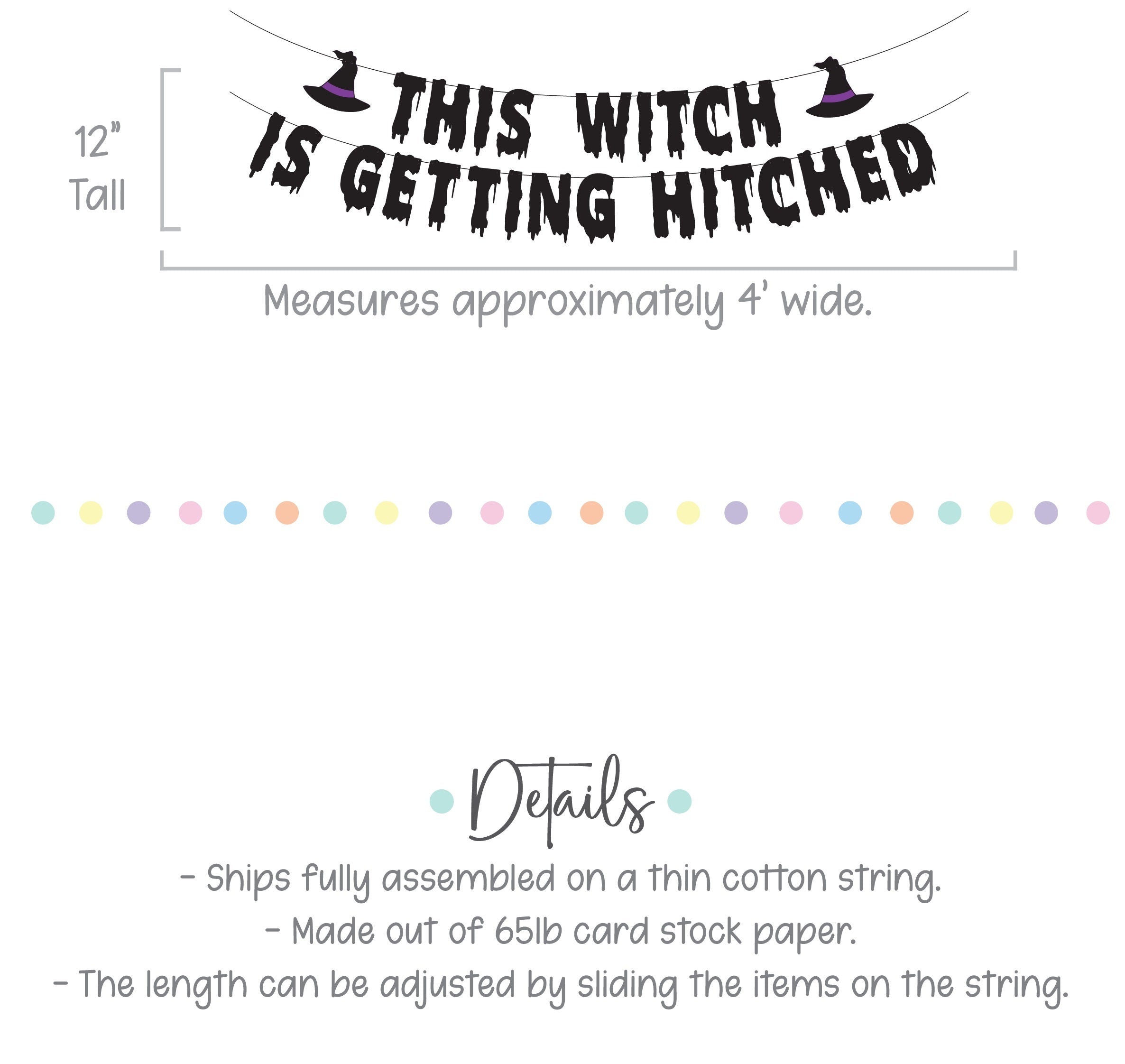 This Witch Is Getting Hitched, Witch Bachelorette Party, Witch Themed Engagement Party, Witch Themed Wedding, Custom Witch Banner
