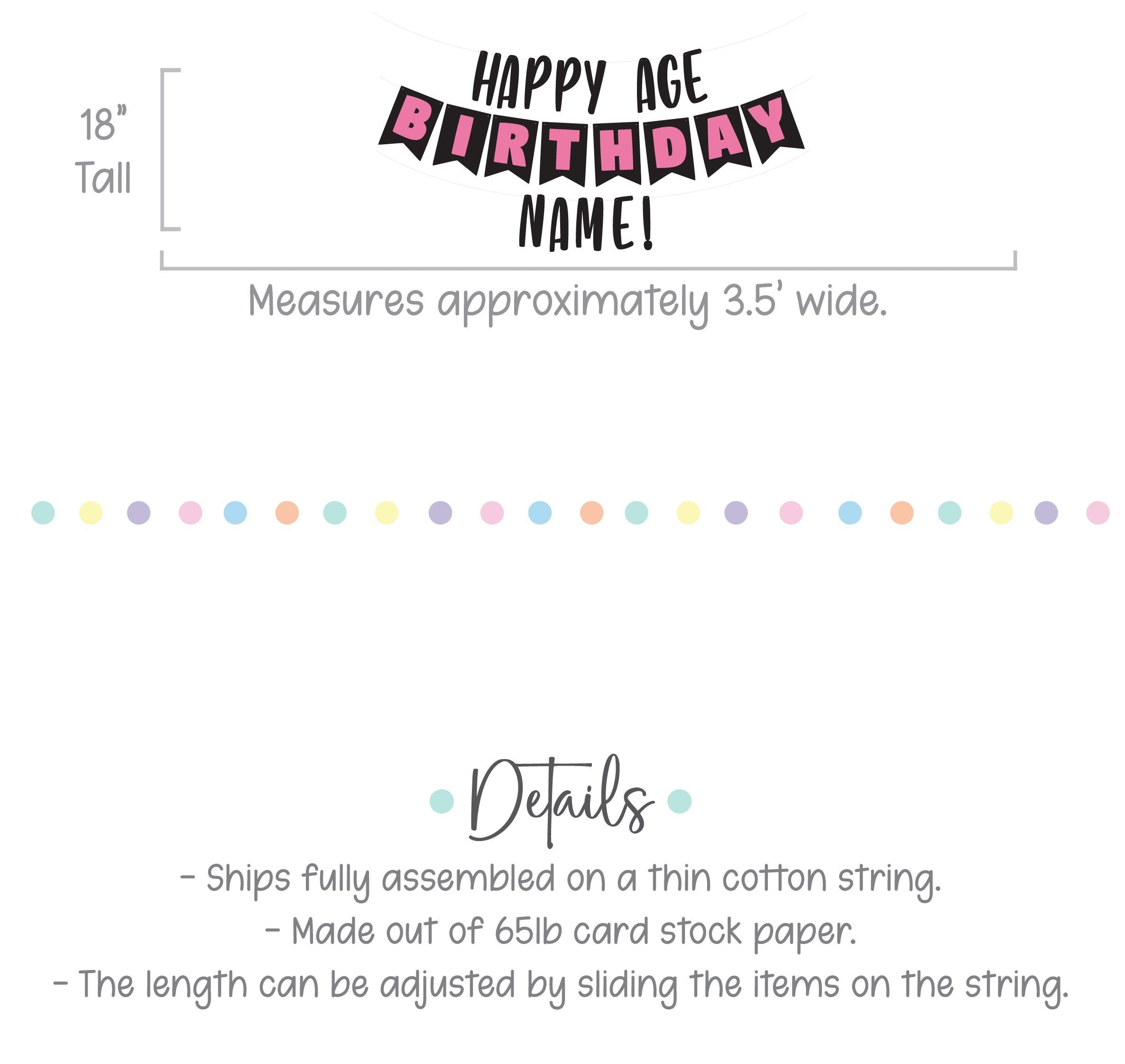 Custom Birthday Banner, Pink Birthday Banner, Pink and Black Birthday Banner, Pink and Black, 21st Birthday Banner, Black and Pink Party