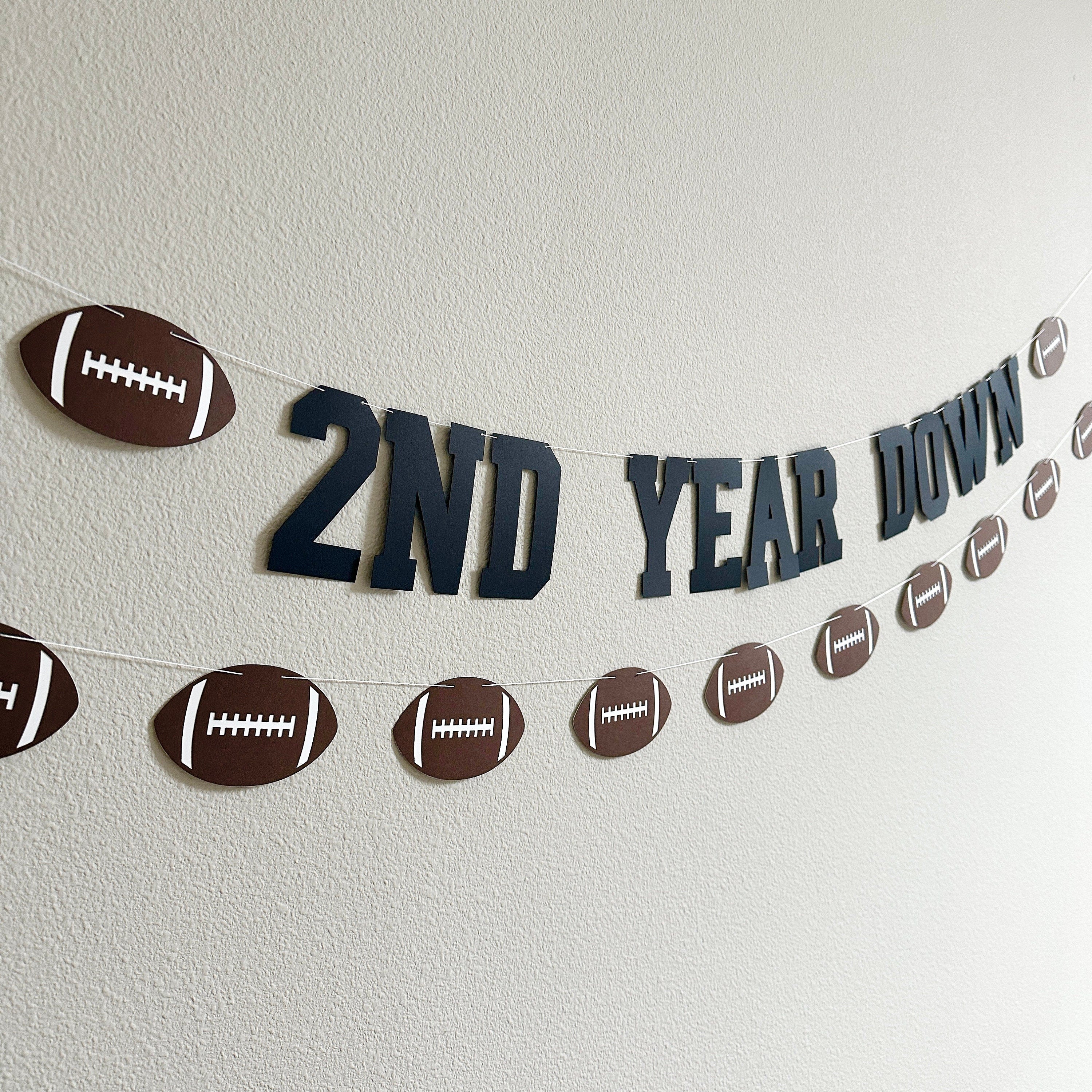 2nd Year Down, 2nd Year Down Banner, Football 3rd Birthday, Football Birthday, Football Banner, Third Birthday Ideas Decorations