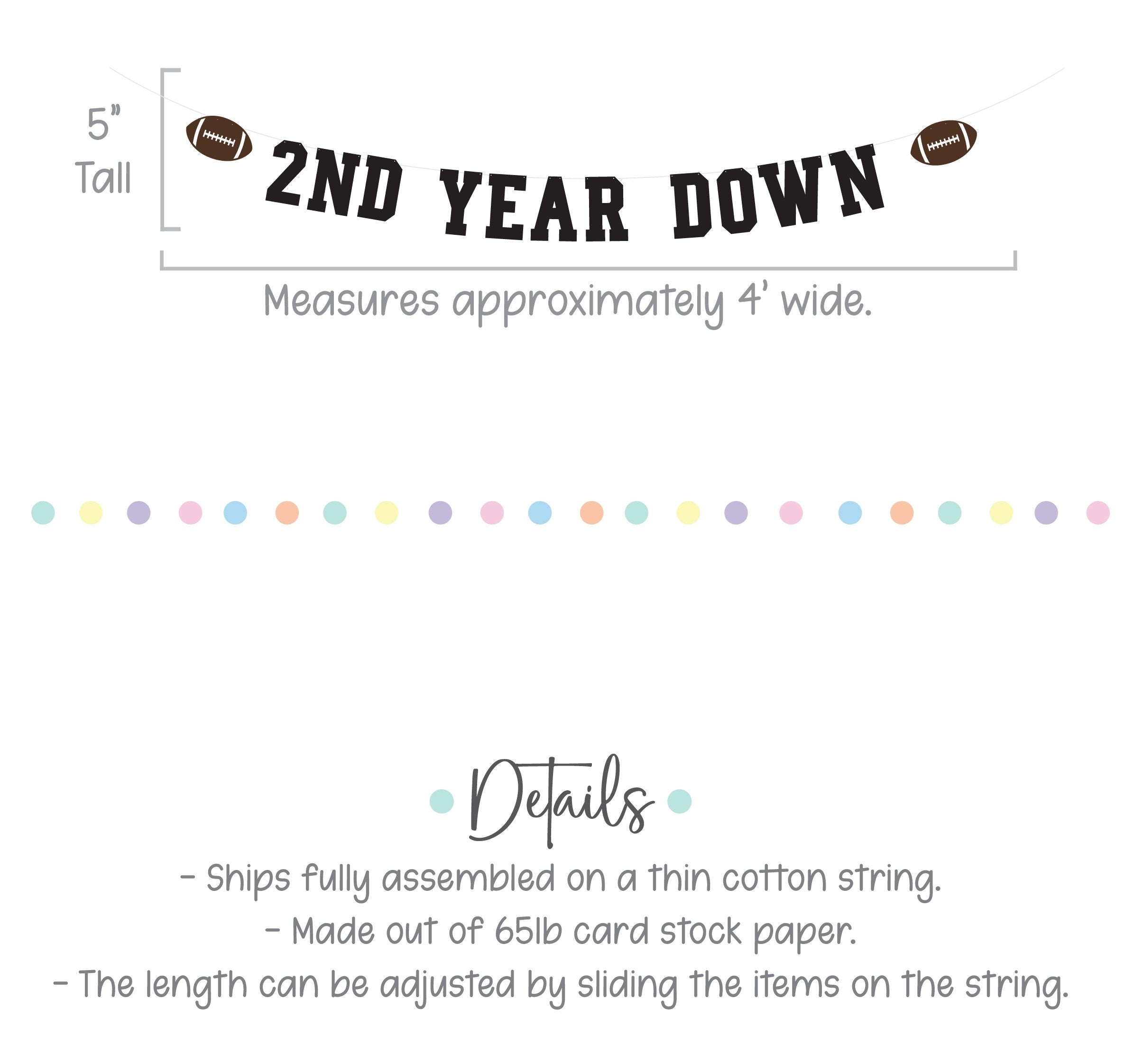2nd Year Down, 2nd Year Down Banner, Football 3rd Birthday, Football Birthday, Football Banner, Third Birthday Ideas Decorations