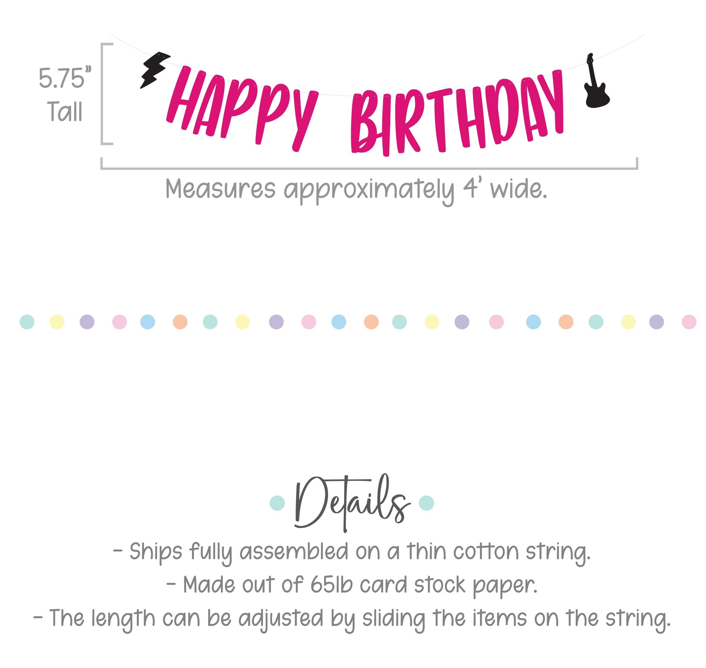 Rock Birthday Banner, Pink Rock and Roll Birthday, Rock Decorations, Rock N Roll Decorations, Rock n&#39; Roll Theme, Custom Rock Banner