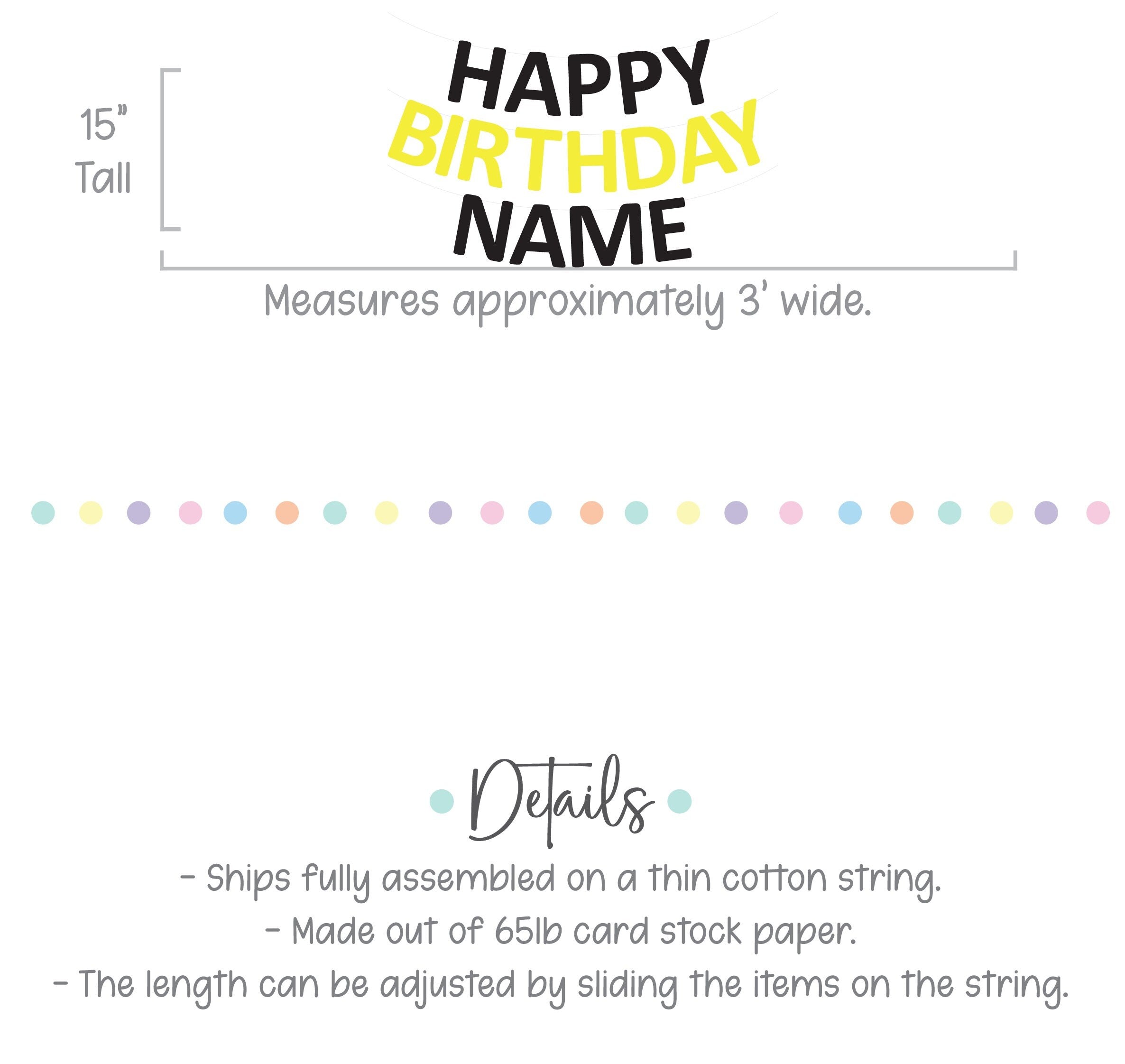 Black and Yellow Happy Birthday Banner, Black and Yellow Birthday Banner, Black and Yellow Party Decor, Black and Yellow Party Decor