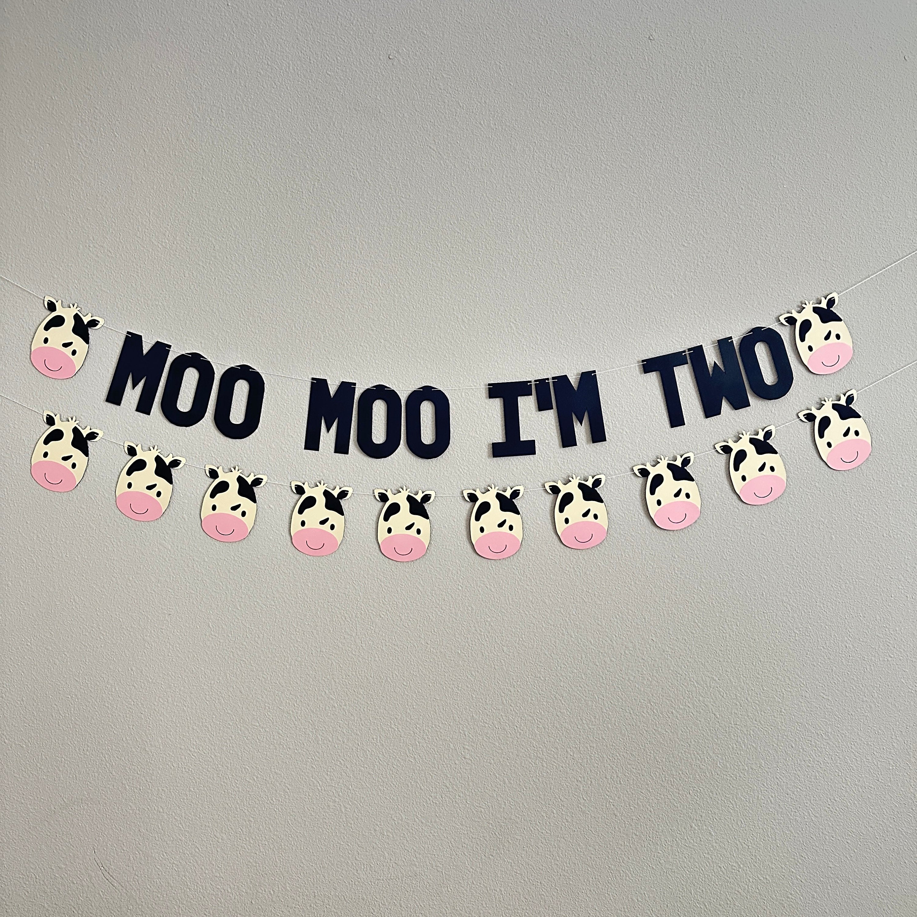 Moo Moo I&#39;m Two, Cow Garland, Cow Banner, Cow Decor, Babies Room Cow, Cow Birthday Party Decorations, Cow Themed Party