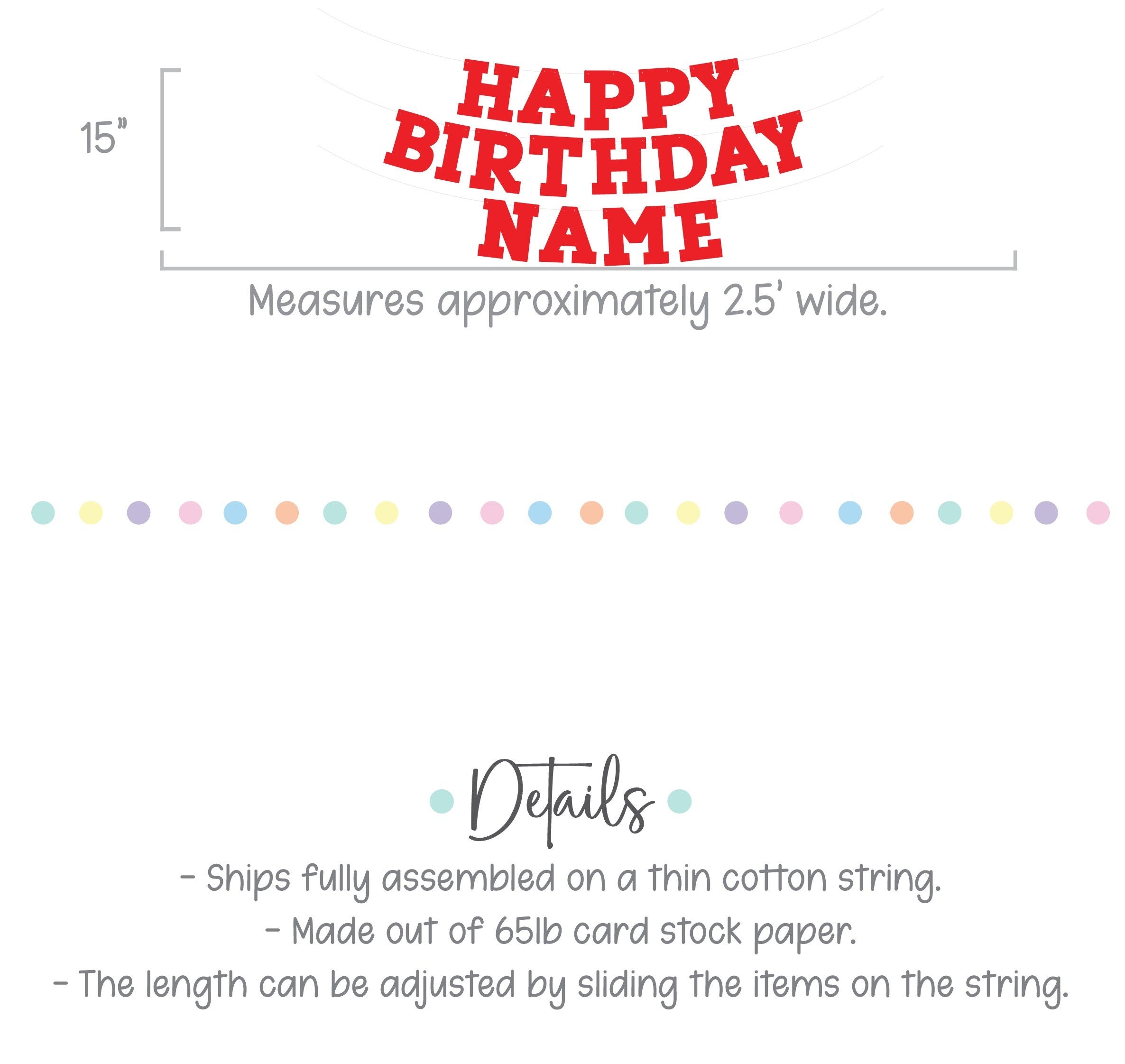 Red Happy Birthday Banner, Red Birthday Banner, Bold Serif Font, Red Customize Banner, Red Birthday Banner,  Red Party Decor, Red Decor