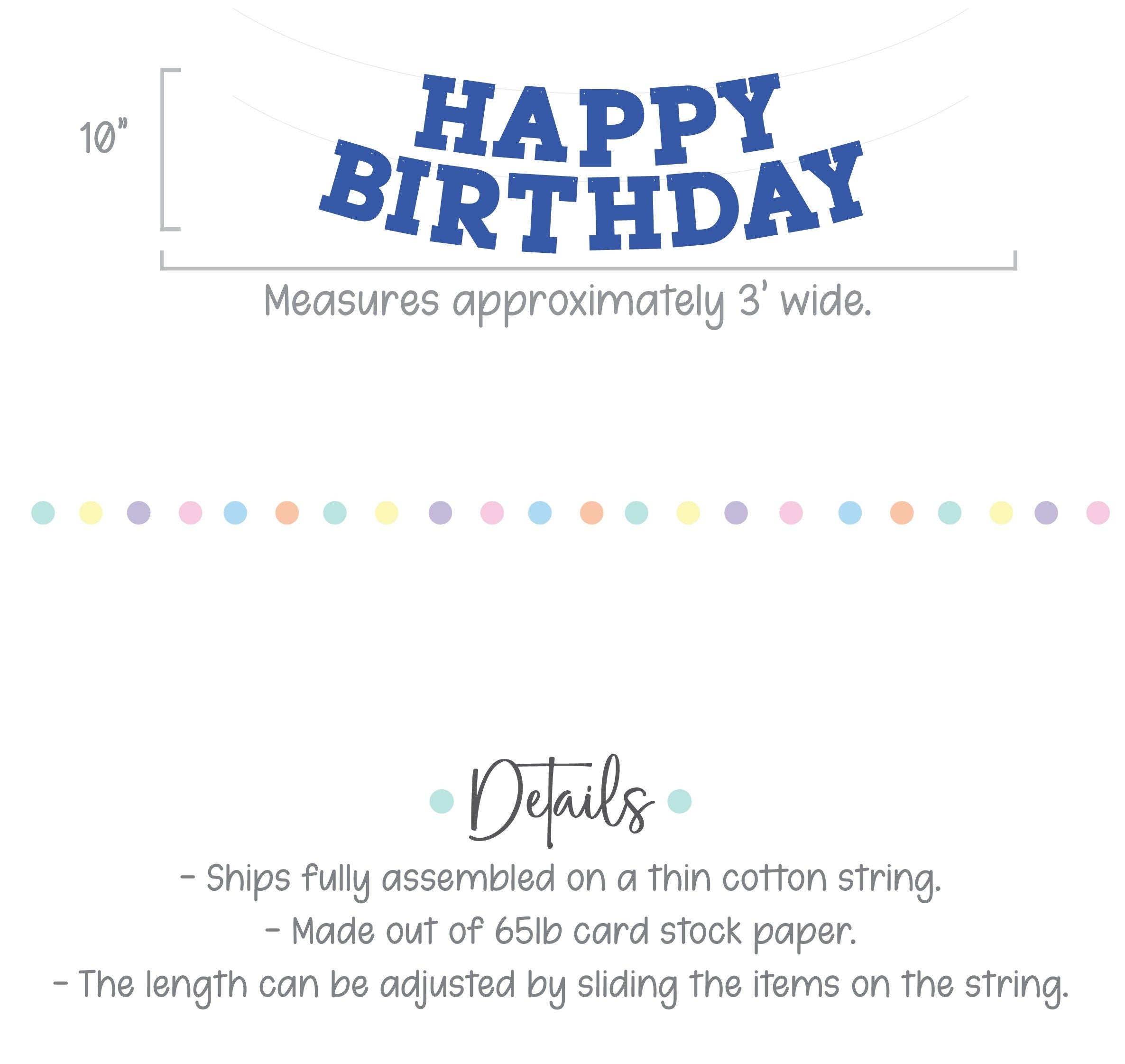 Custom Royal Blue Happy Birthday Banner, Bold Serif Font, Royal Blue Banner, Royal Blue Party Decor, Custom Blue Banner