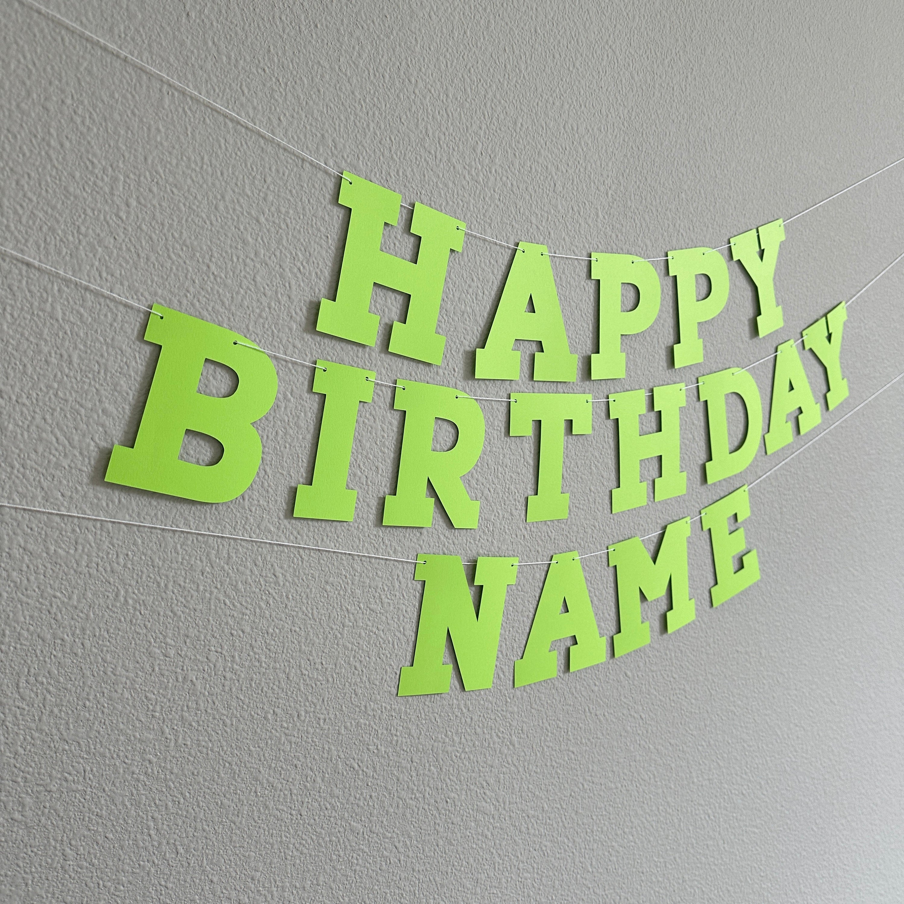 Custom Lime Green Happy Birthday Banner, Bold Serif Font, Lime Green Banner, Lime Green Party Decor, Custom Green Banner