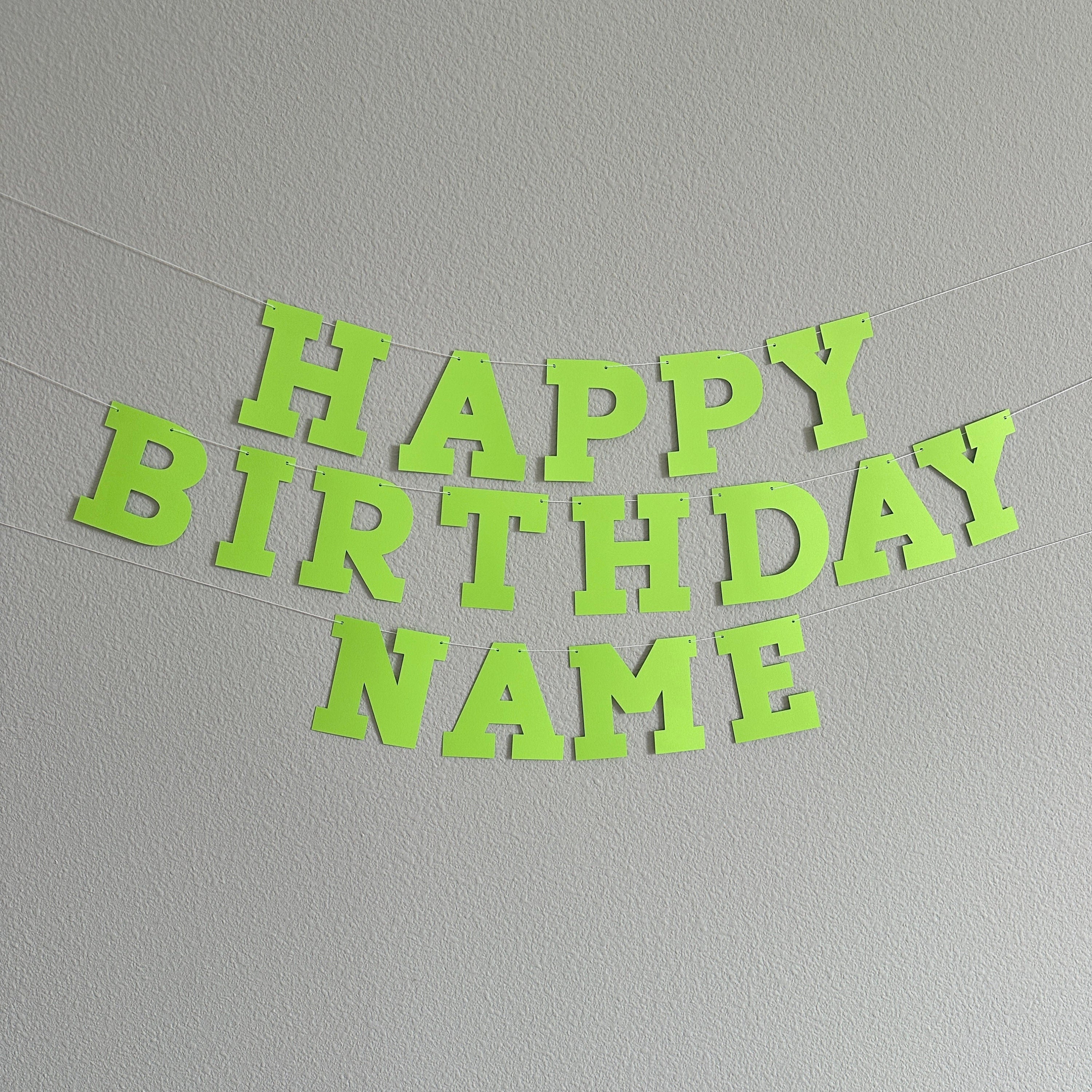 Custom Lime Green Happy Birthday Banner, Bold Serif Font, Lime Green Banner, Lime Green Party Decor, Custom Green Banner