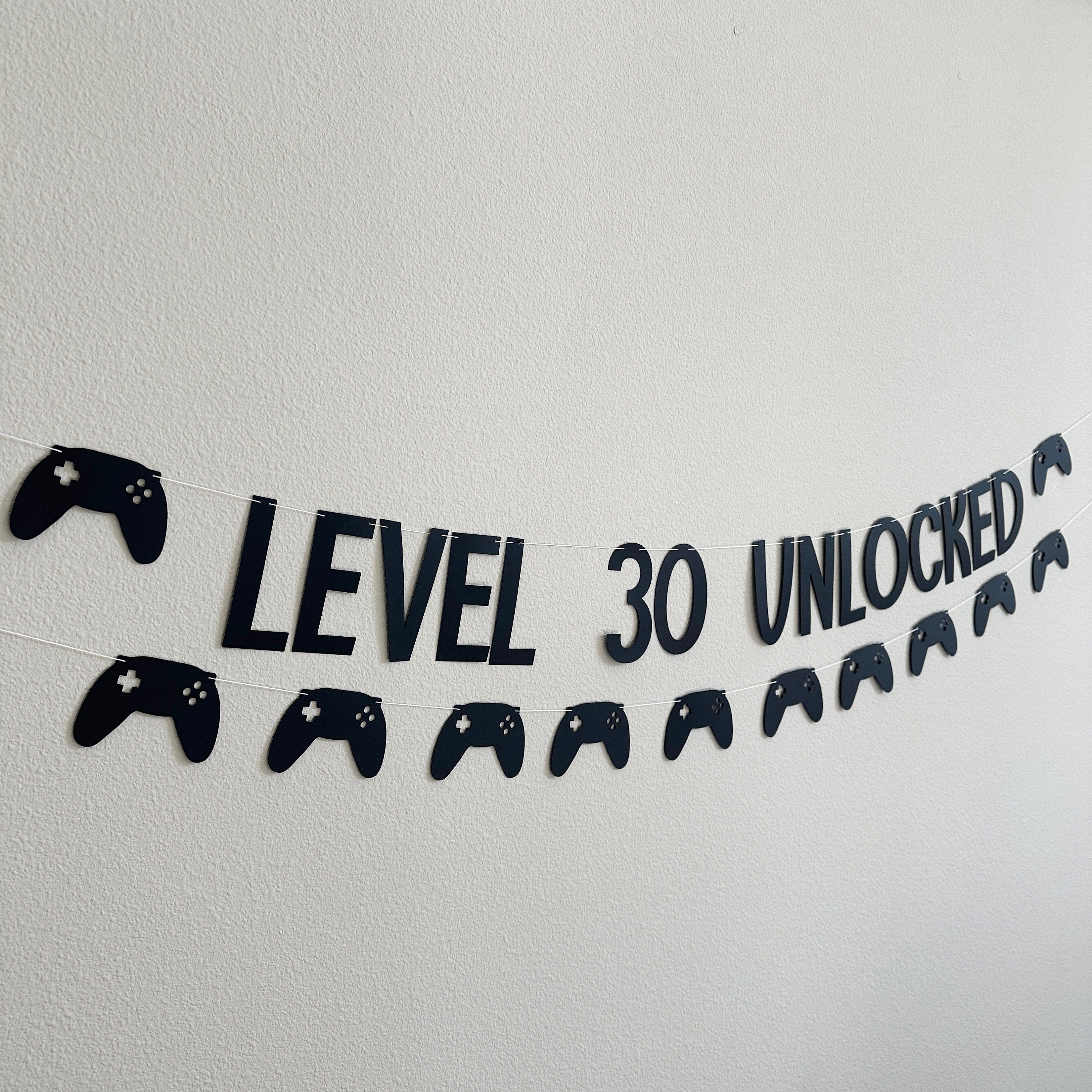Level 30 Unlocked, Gamer Birthday, Gaming Birthday Banner, 30th Birthday, Video Game Party, Custom Gamer Banner, Controller Banner