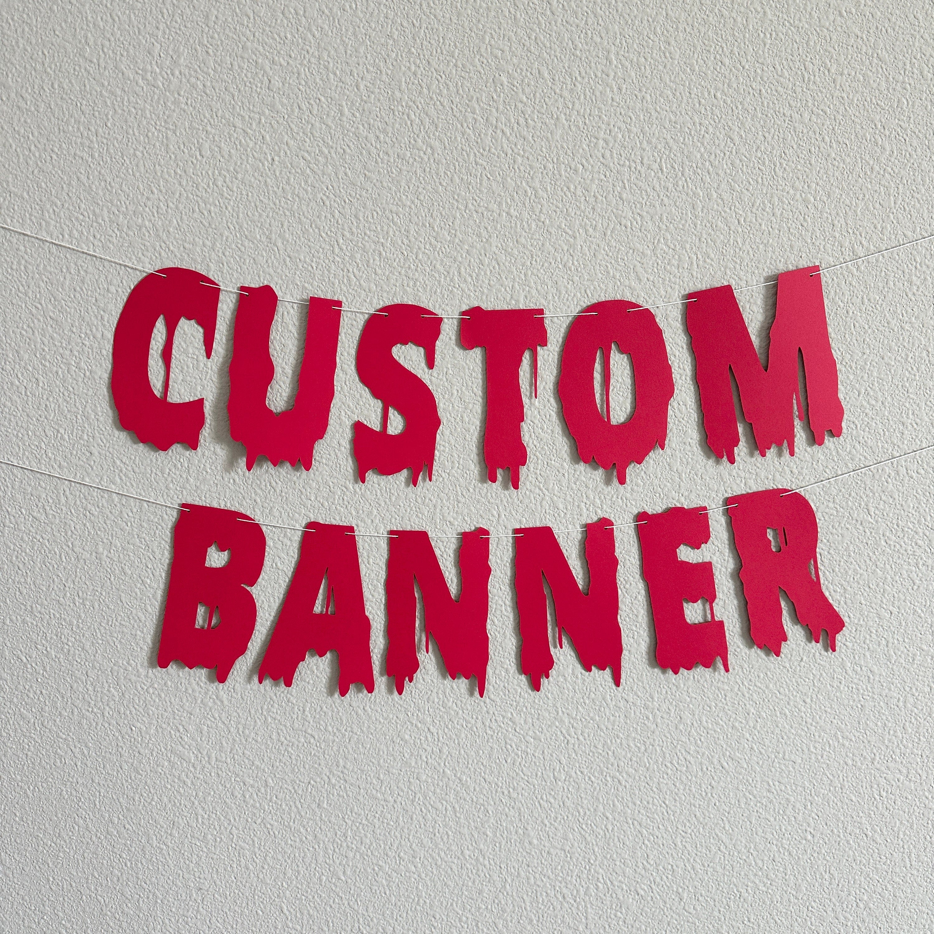 Custom Red Banner, Custom Halloween Banner, Customizable Banner, Custom Halloween Font Banner, Melting Letters Font, Halloween