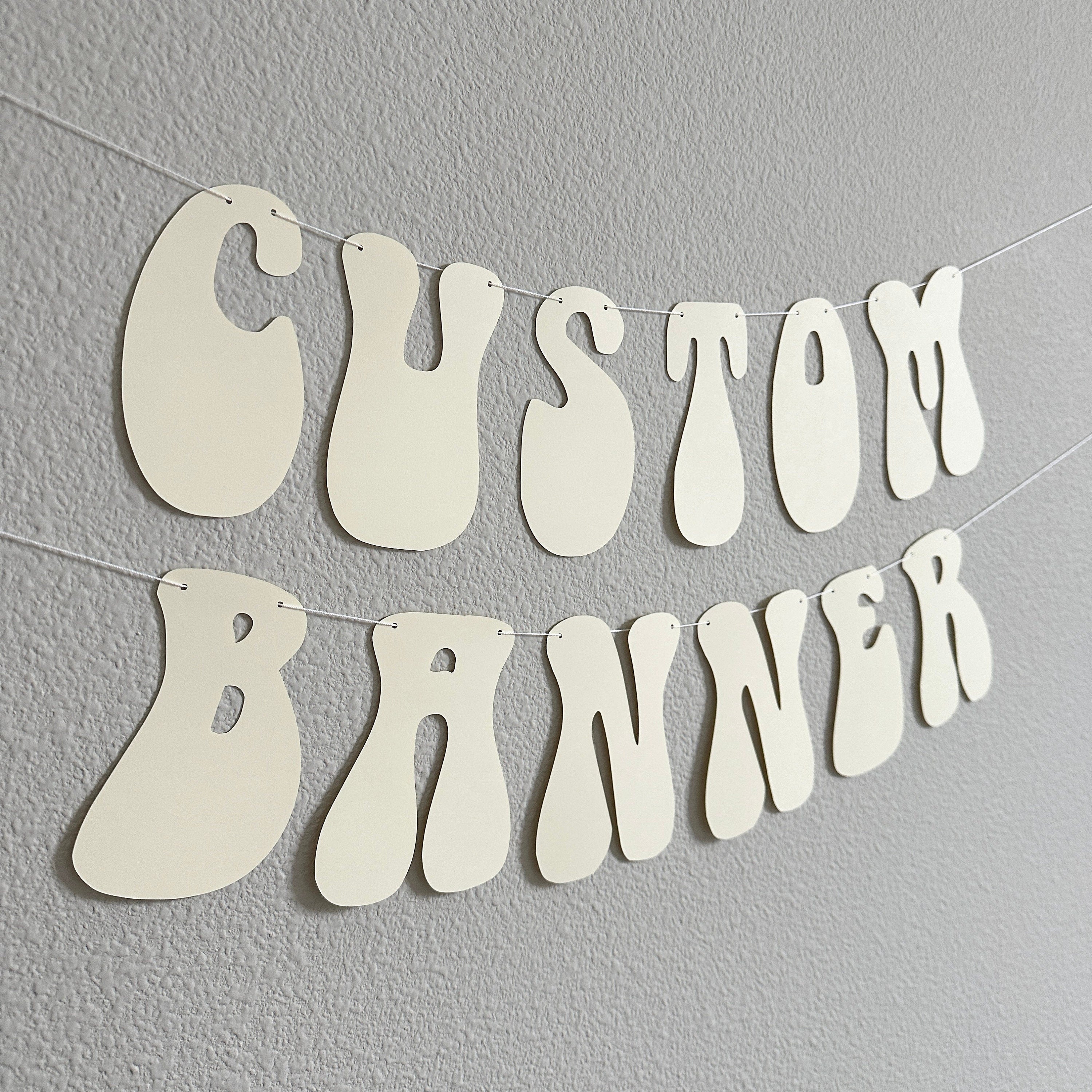 Custom Banner, Custom Beige Banner, Custom Retro Banner, Custom Groovy Banner, 70s, Retro Theme, Retro Decorations