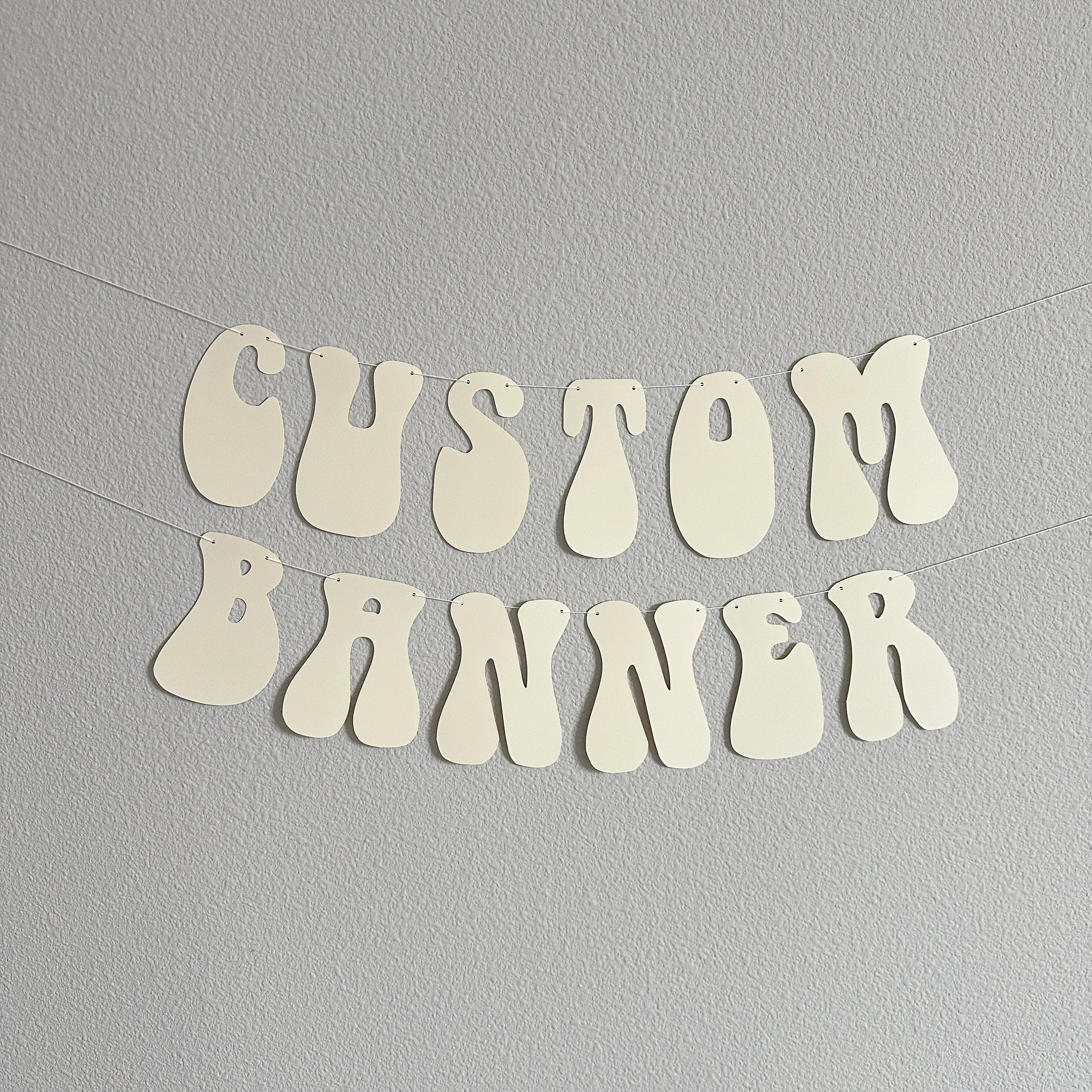 Custom Banner, Custom Beige Banner, Custom Retro Banner, Custom Groovy Banner, 70s, Retro Theme, Retro Decorations