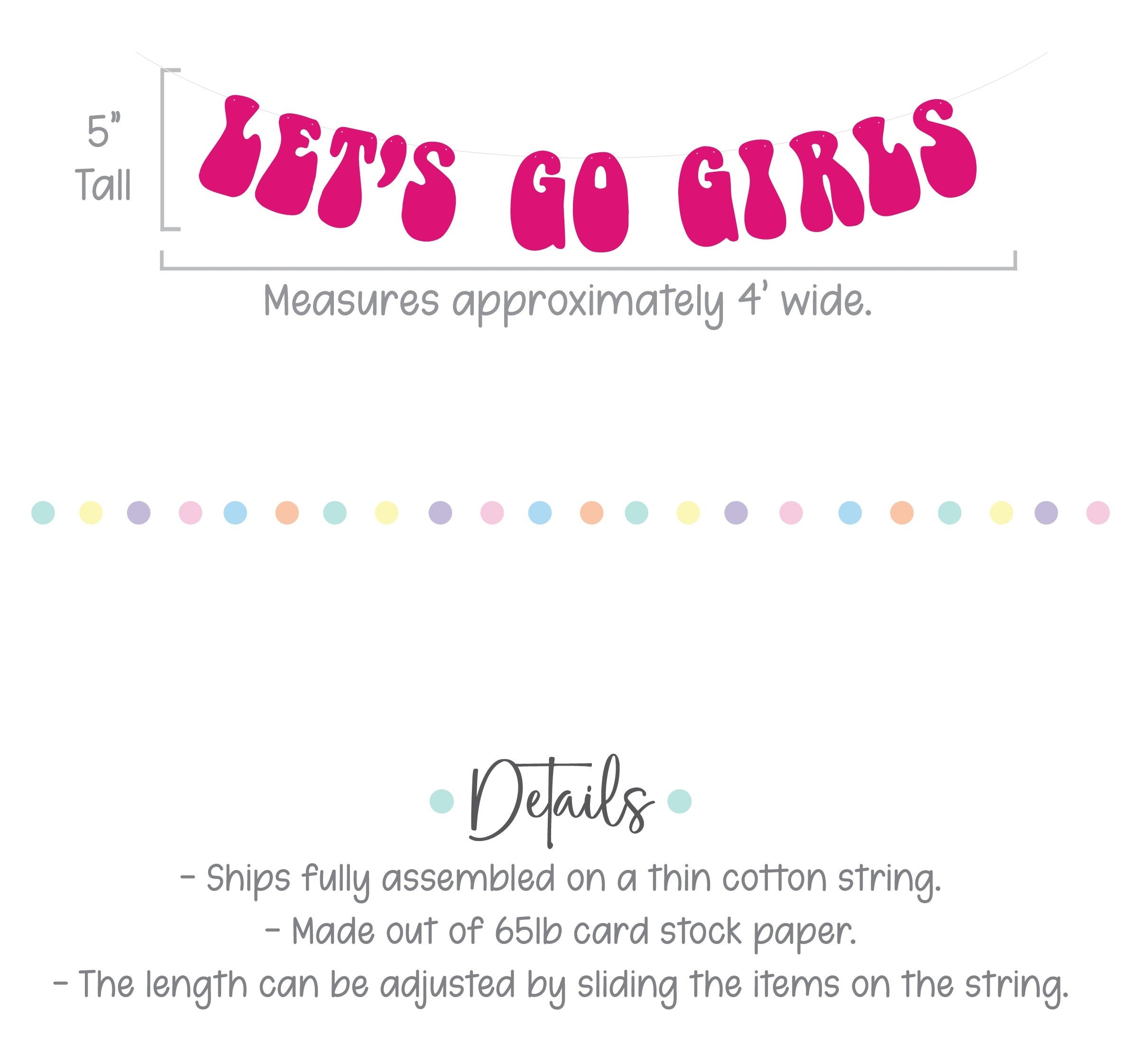 Let&#39;s Go Girls, Let&#39;s Go Girls Banner, Bachelorette Party Banner, Bachelorette Decorations, Bachelorette Party Decorations