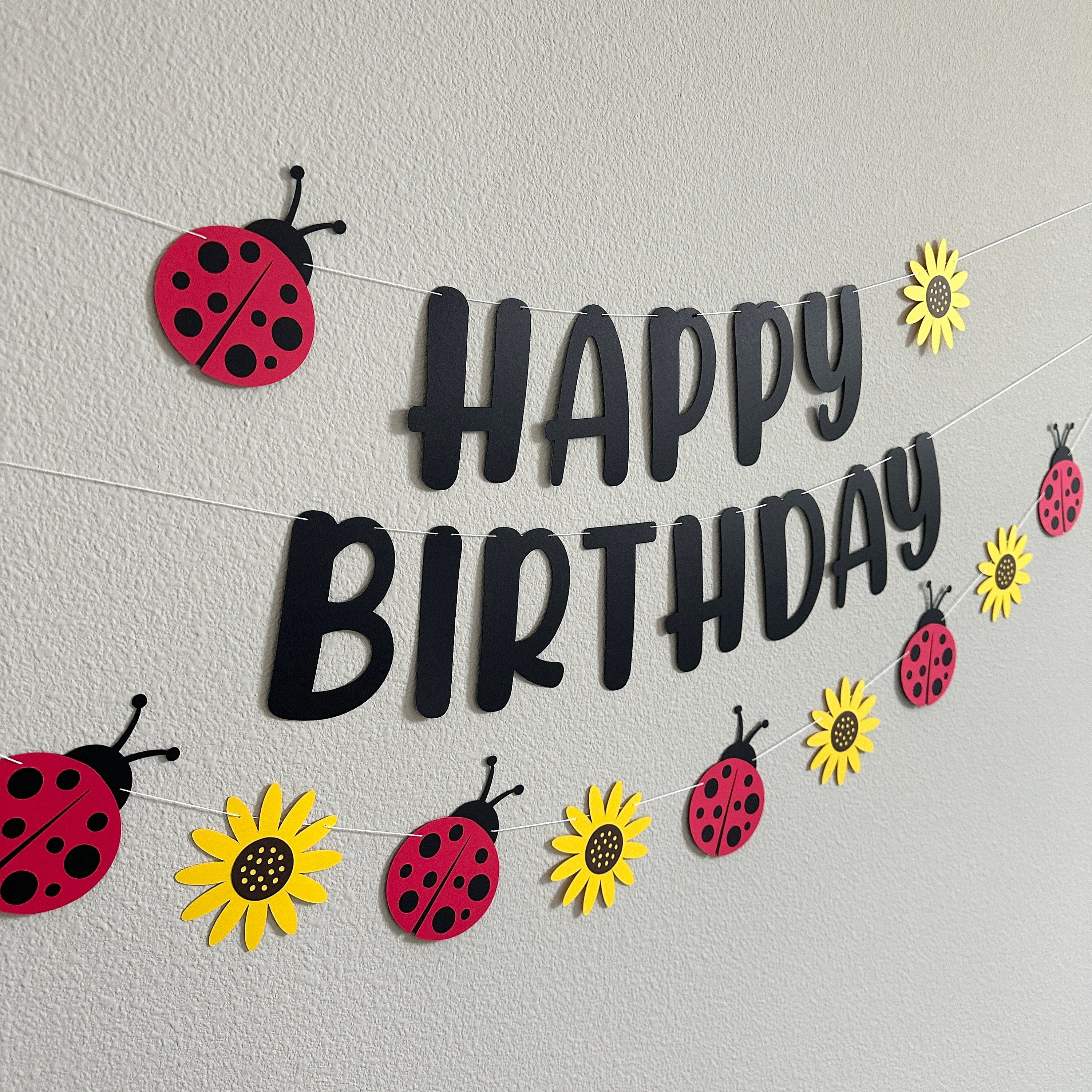 Ladybug Sunflower Birthday Banner, Ladybug Banner, Ladybugs and Sunflowers, Ladybug Birthday Banner, Ladybug Decorations