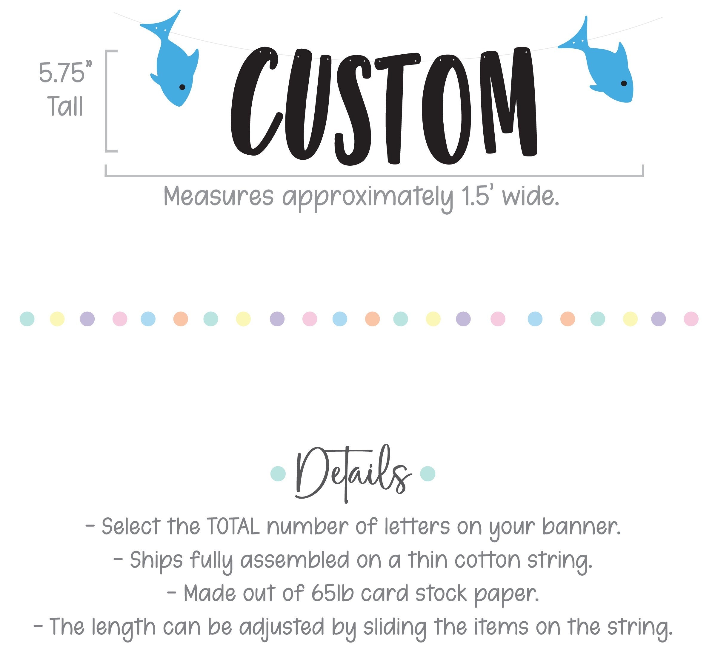 Custom Fish Banner, Fish Birthday Banner, Fish Birthday, Fish Decorations, Fish Party, Fish Theme, Fish Happy Birthday Banner