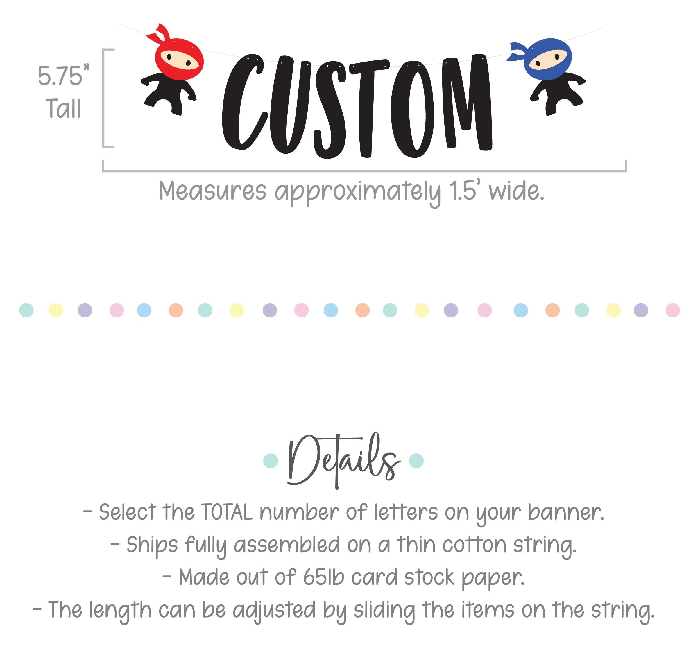 Custom Ninja Banner, Ninja Garland, Ninja Party Garland, Ninja Party Decorations, Ninja Decorations, Ninja Party Banner