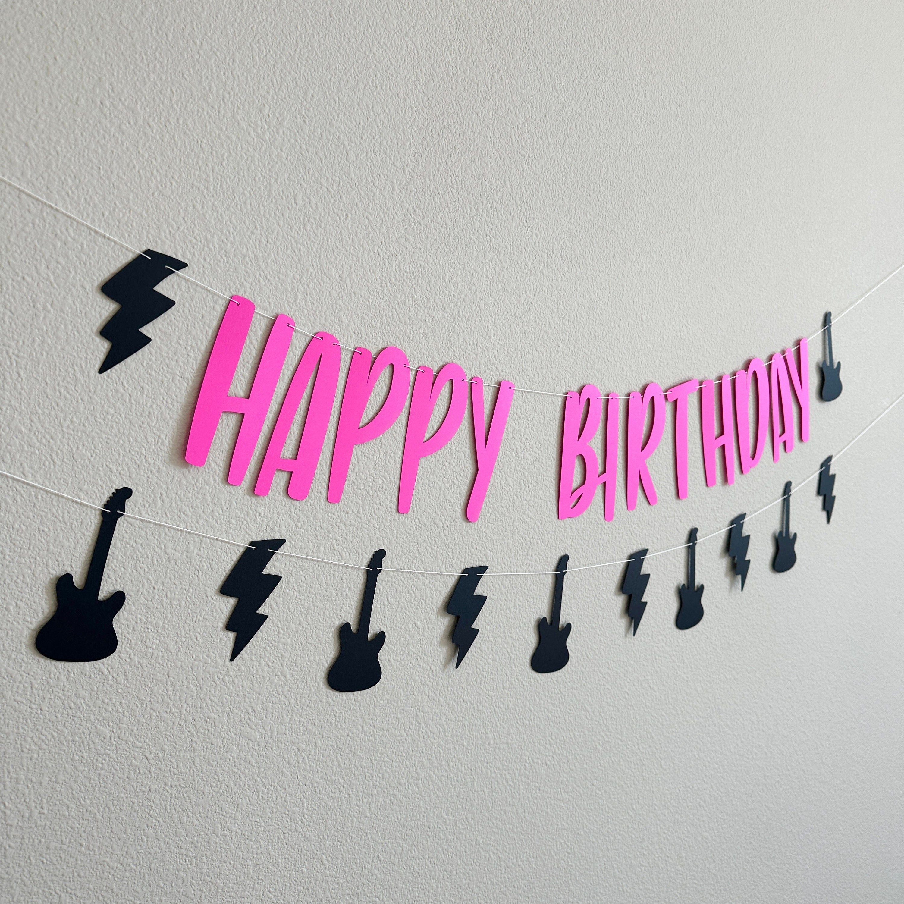 Rock Birthday Banner, Pink Rock and Roll Birthday, Rock Decorations, Rock N Roll Decorations, Rock n&#39; Roll Theme, Custom Rock Banner