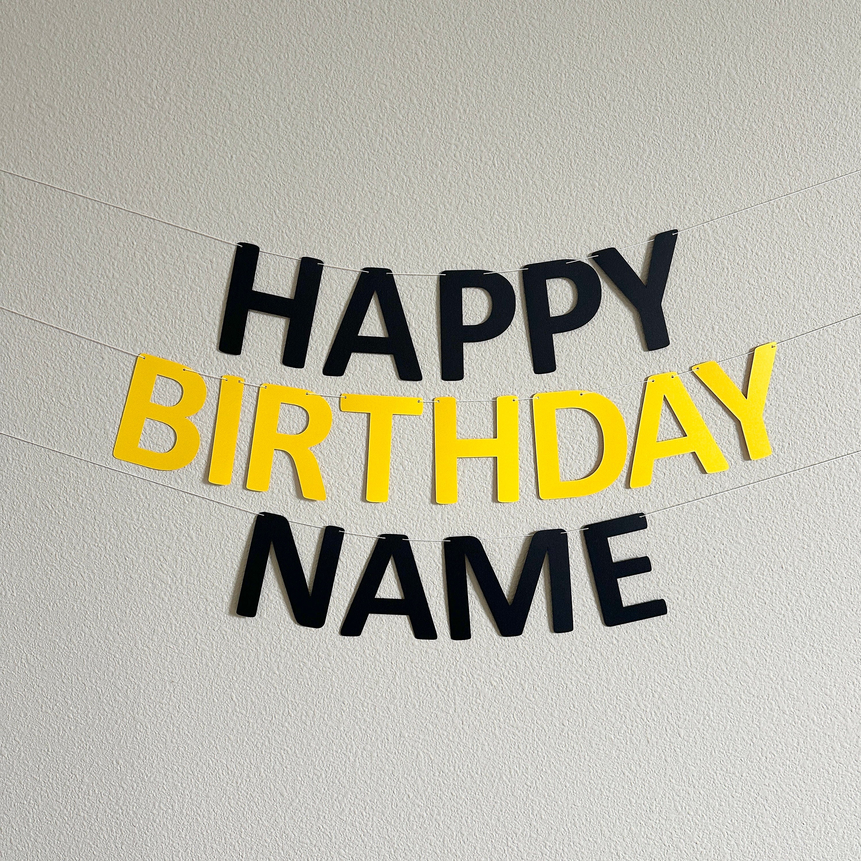 Black and Yellow Happy Birthday Banner, Black and Yellow Birthday Banner, Black and Yellow Party Decor, Black and Yellow Party Decor