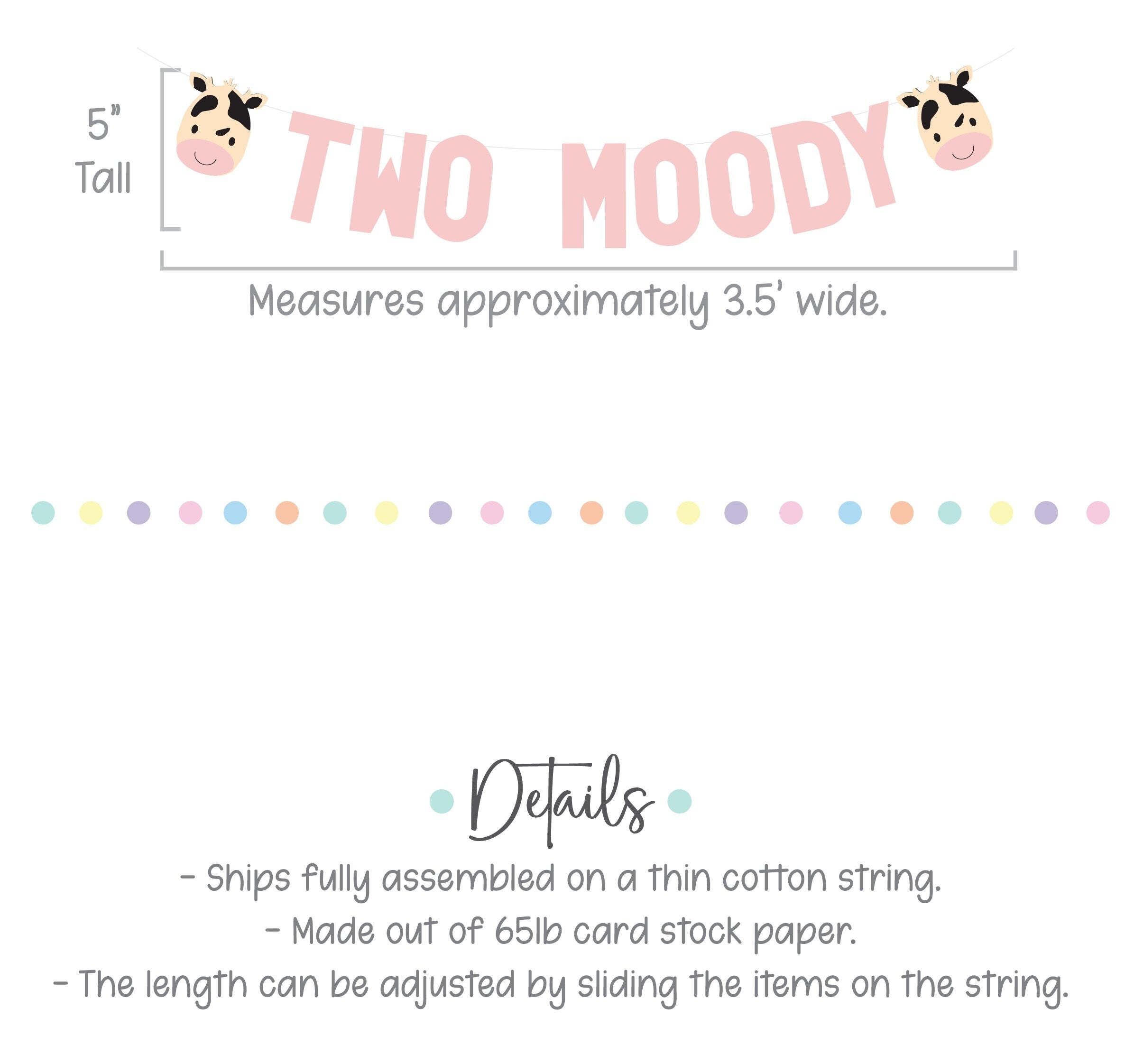 Two Moody, 2nd Birthday, Second Birthday, Cow Themed 2nd Birthday Decorations, Two Moody Decorations, Two Moody Banner