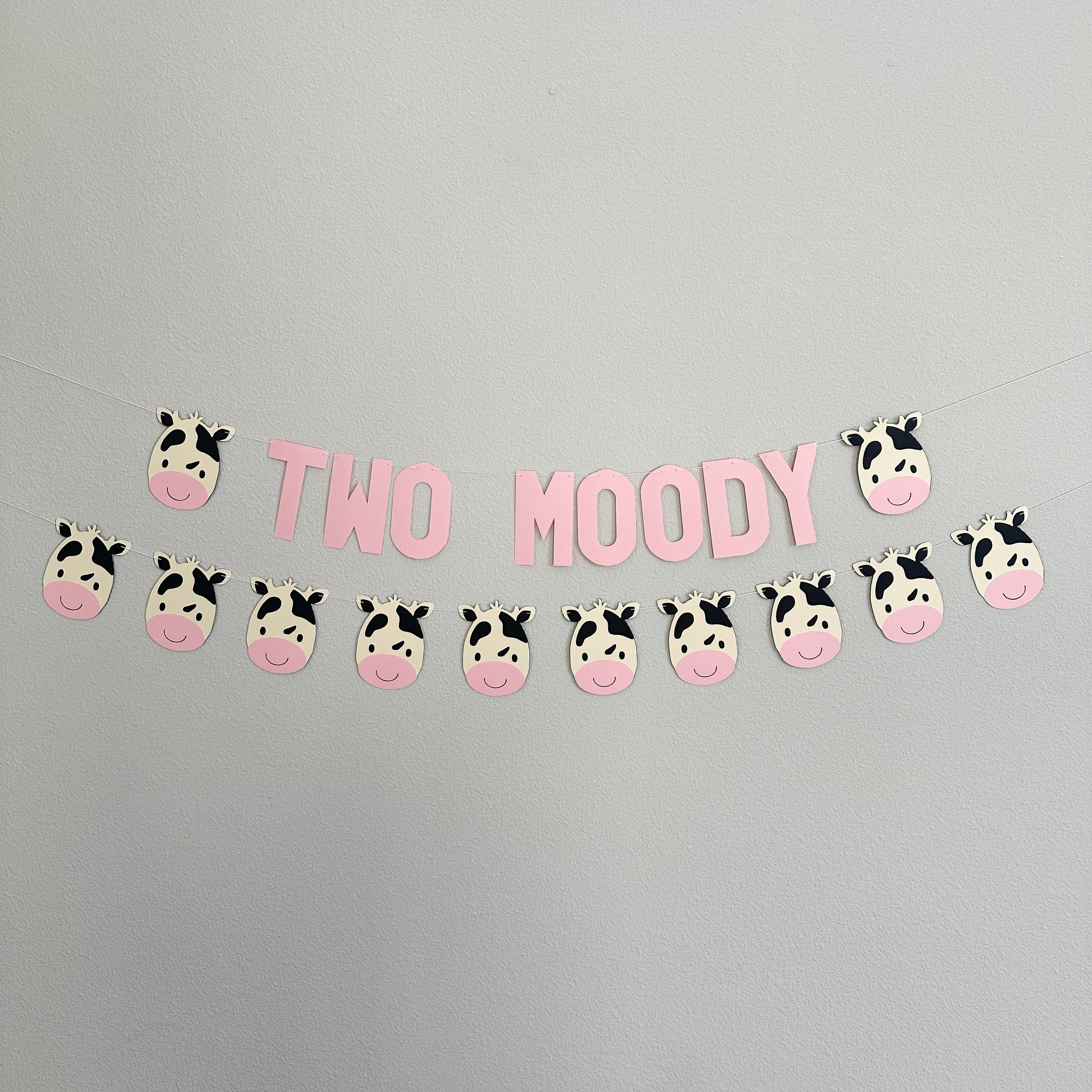 Two Moody, 2nd Birthday, Second Birthday, Cow Themed 2nd Birthday Decorations, Two Moody Decorations, Two Moody Banner