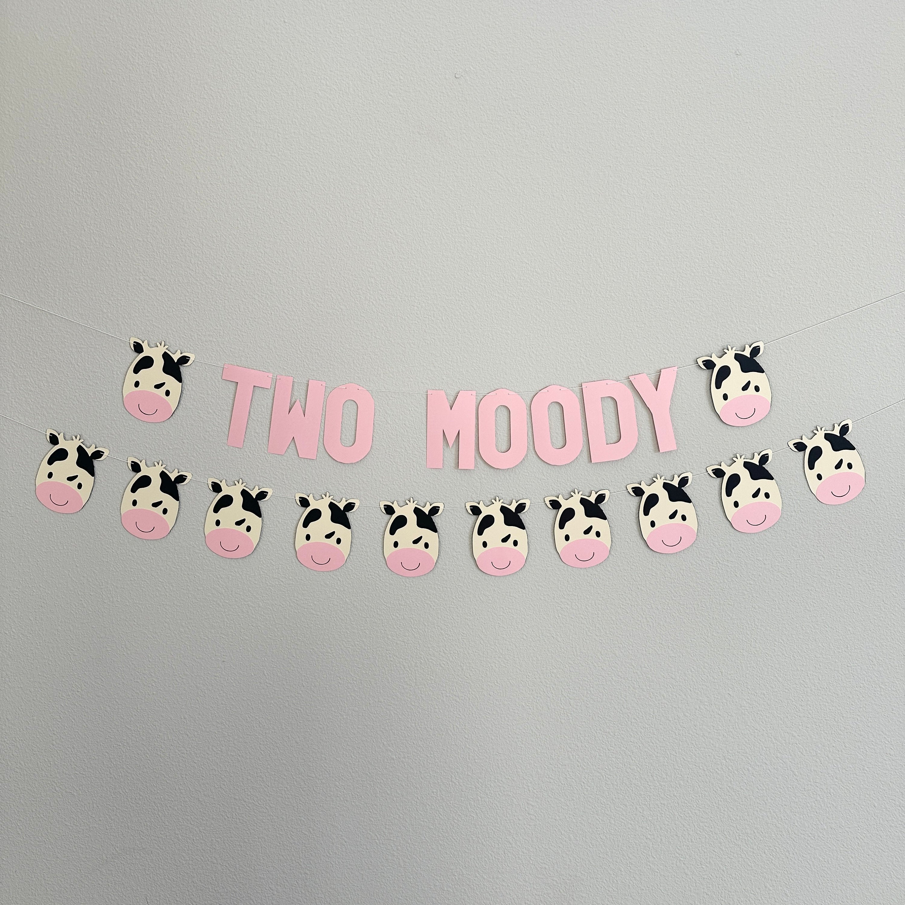 Two Moody, 2nd Birthday, Second Birthday, Cow Themed 2nd Birthday Decorations, Two Moody Decorations, Two Moody Banner