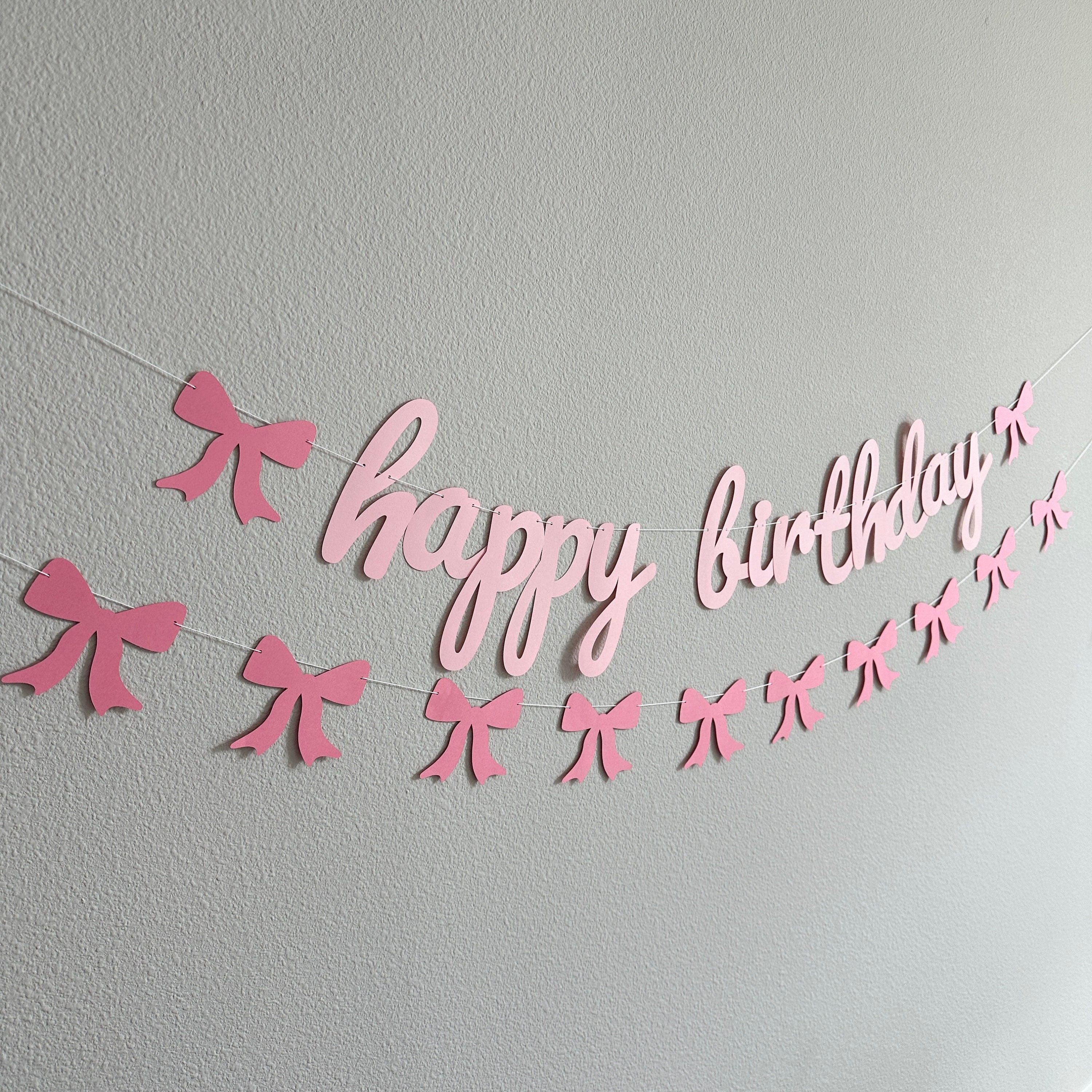 Happy Birthday Banner, Coquette Birthday Banner, Coquette Decorations, Coquette Theme, Coquette Banner, Pink Bow Happy Birthday Banner