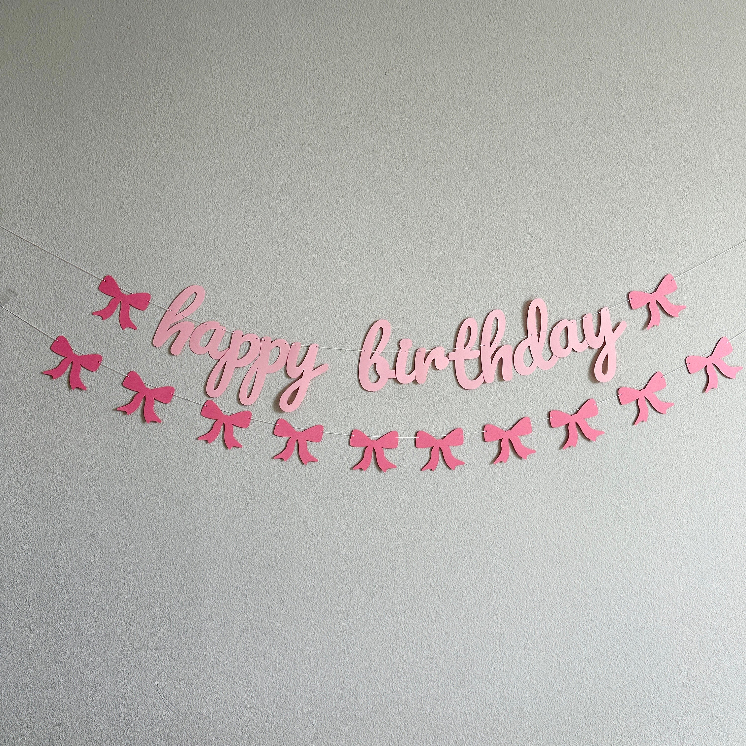 Happy Birthday Banner, Coquette Birthday Banner, Coquette Decorations, Coquette Theme, Coquette Banner, Pink Bow Happy Birthday Banner