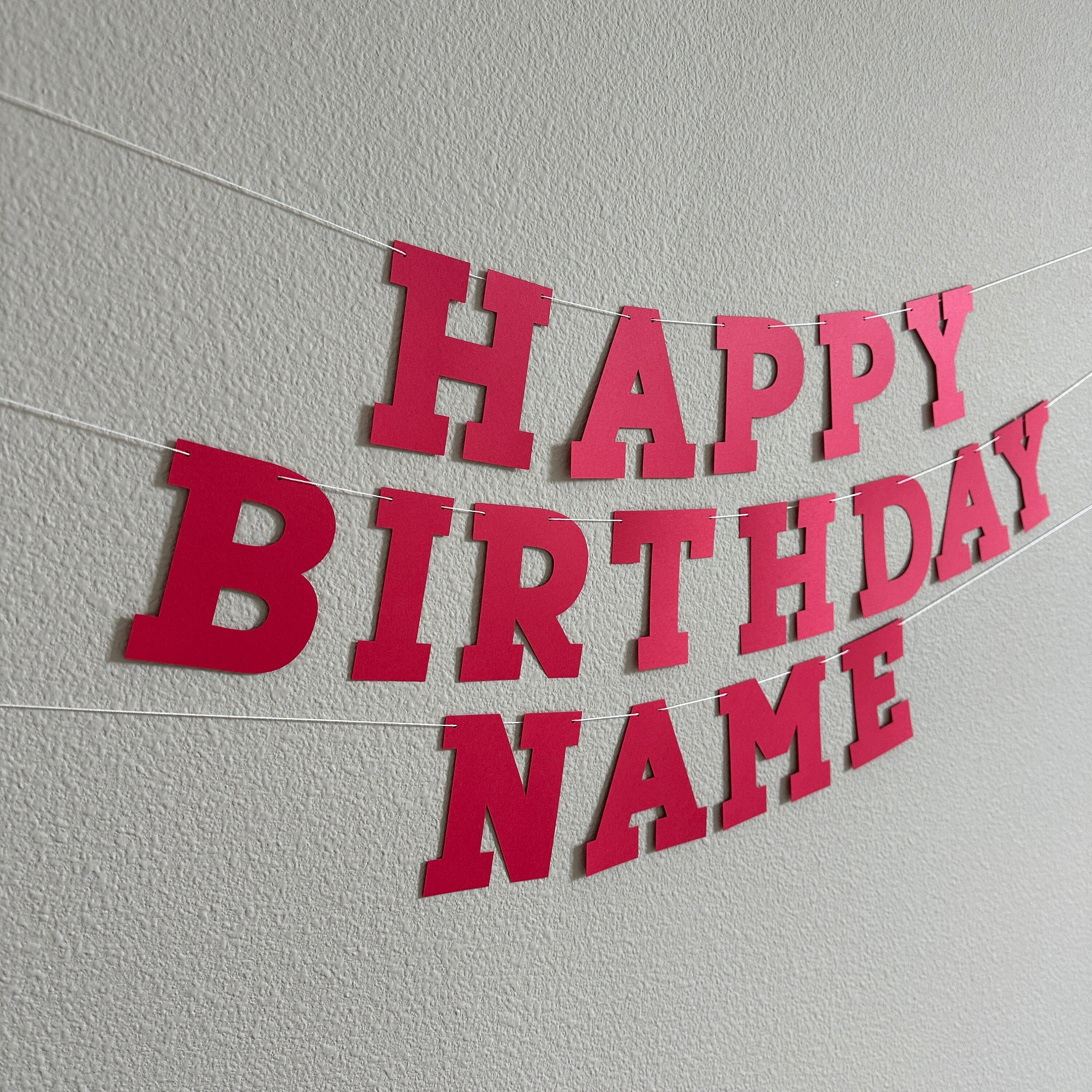 Red Happy Birthday Banner, Red Birthday Banner, Bold Serif Font, Red Customize Banner, Red Birthday Banner,  Red Party Decor, Red Decor