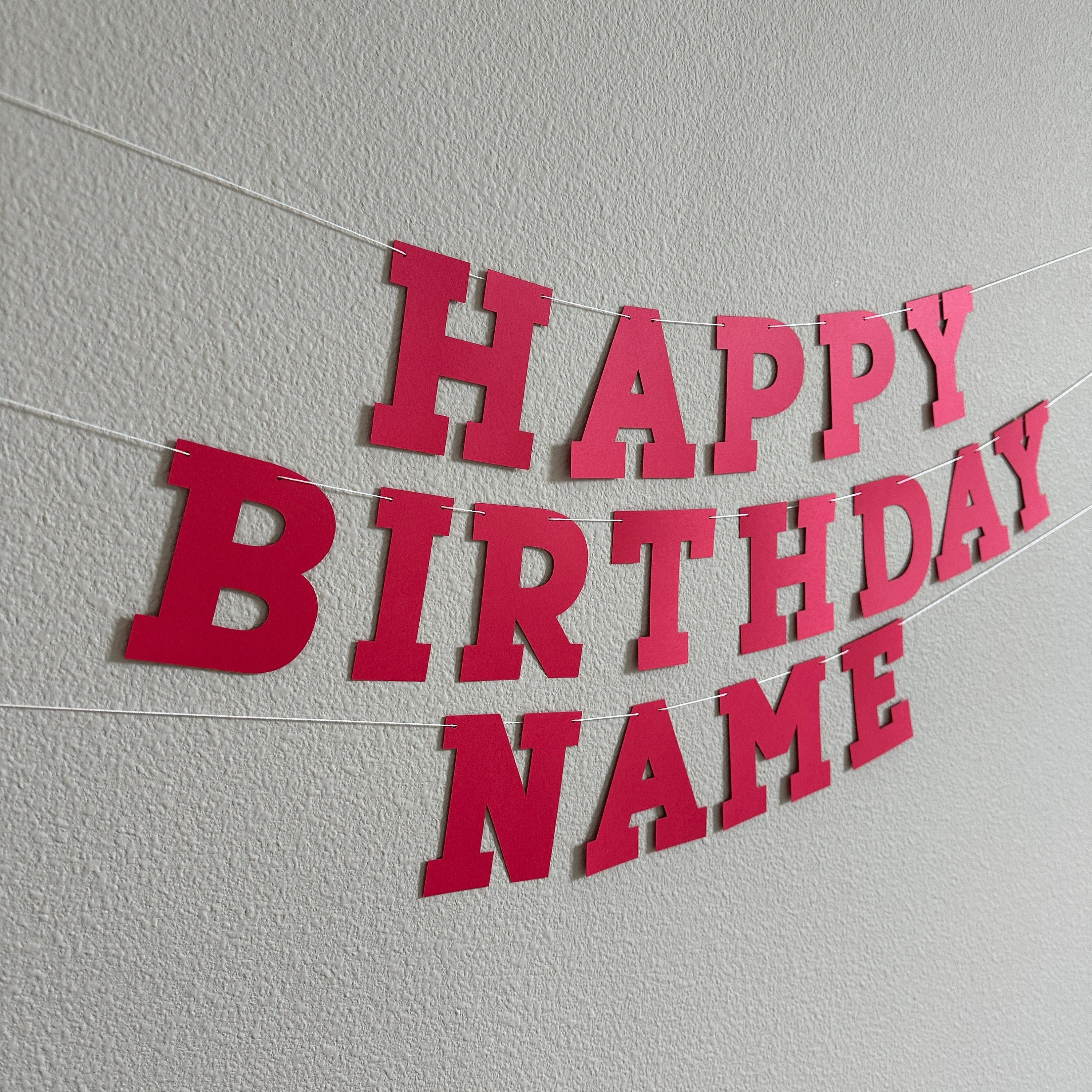 Red Happy Birthday Banner, Red Birthday Banner, Bold Serif Font, Red Customize Banner, Red Birthday Banner,  Red Party Decor, Red Decor