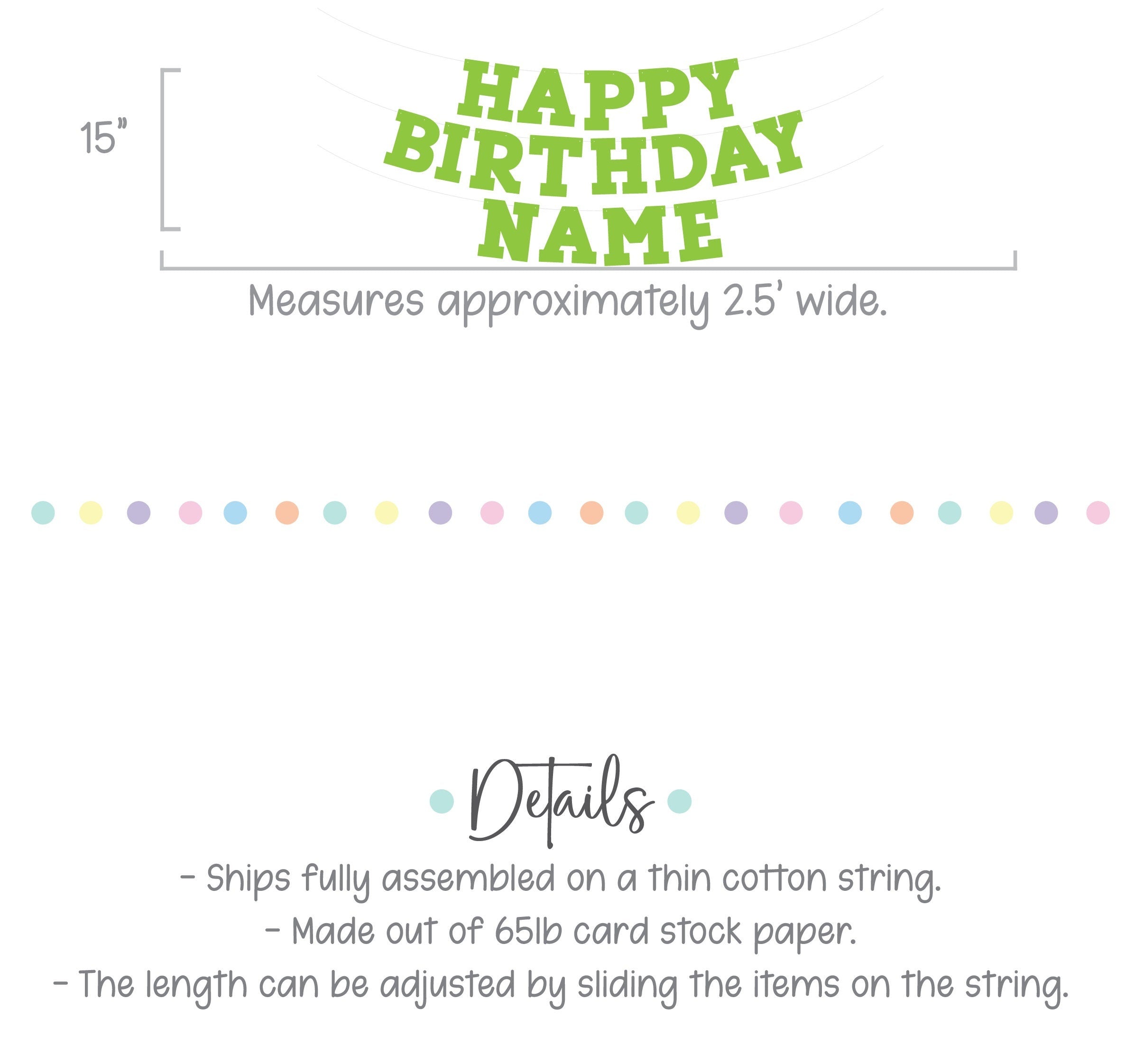 Custom Lime Green Happy Birthday Banner, Bold Serif Font, Lime Green Banner, Lime Green Party Decor, Custom Green Banner