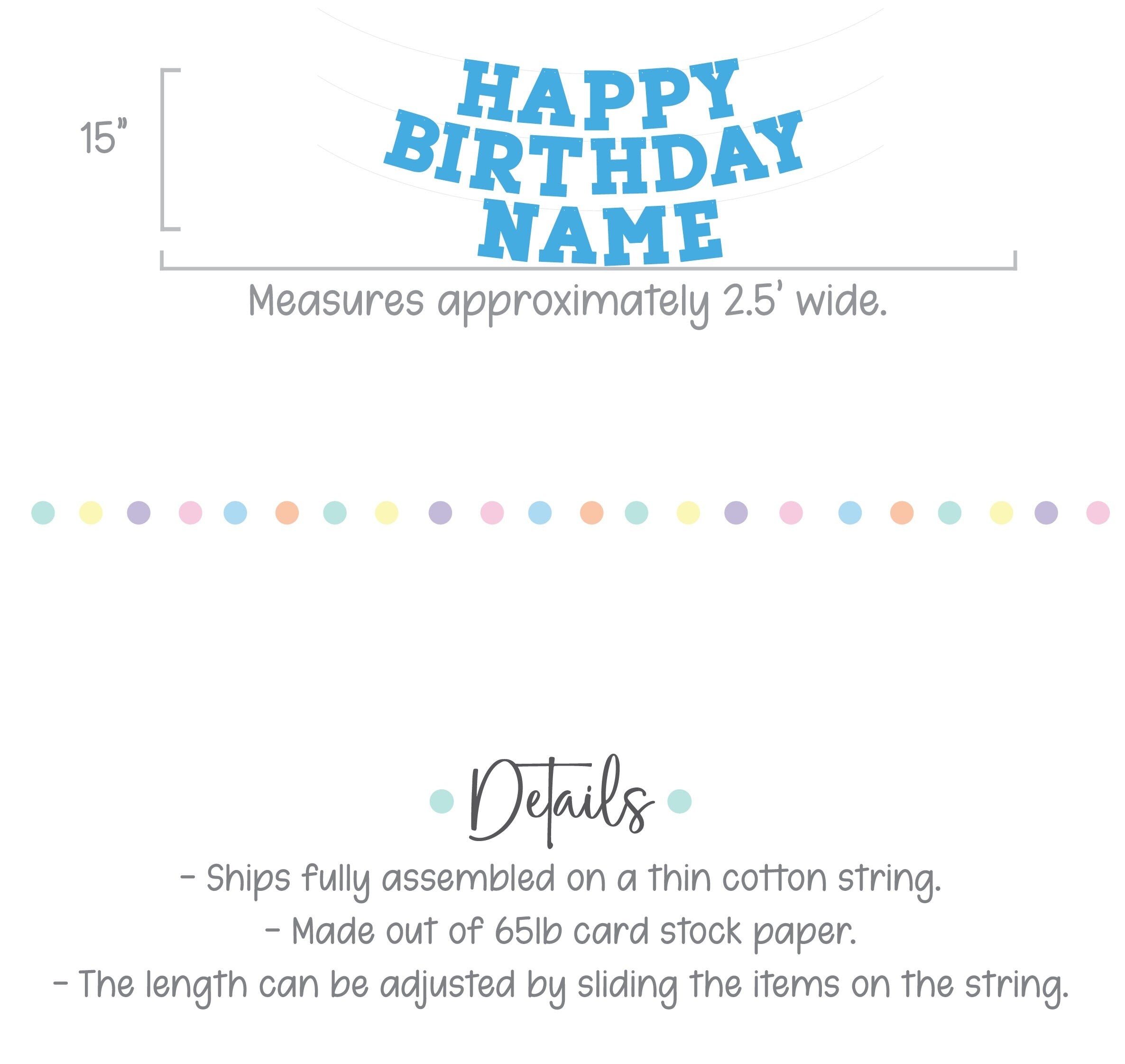 Custom Blue Happy Birthday Banner, Custom Blue Birthday Banner, Bold Serif Font, Blue Party Decor, Custom Blue Banner Birthday Party