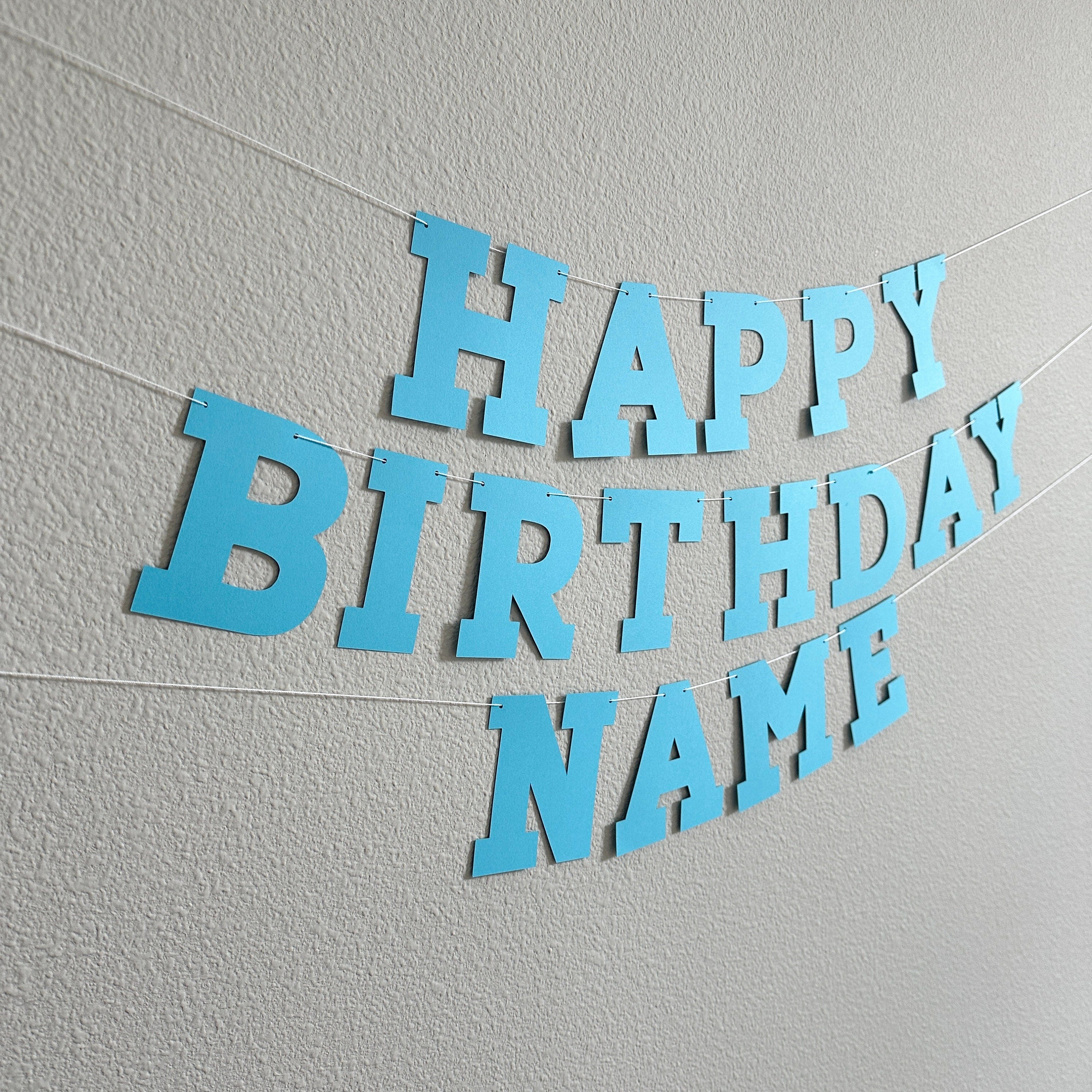 Custom Blue Happy Birthday Banner, Custom Blue Birthday Banner, Bold Serif Font, Blue Party Decor, Custom Blue Banner Birthday Party