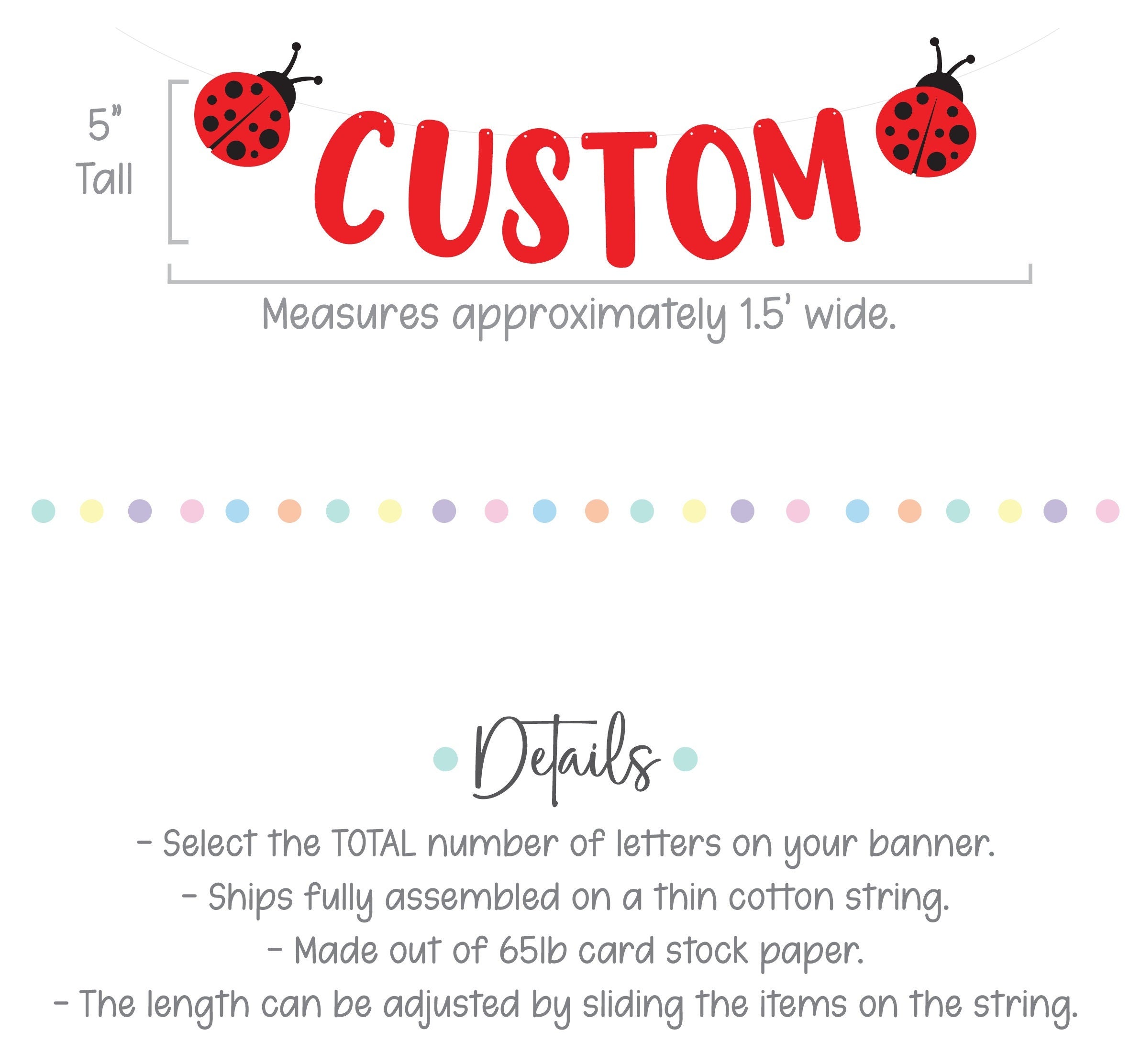 Ladybug Happy Birthday Banner, Ladybug Banner, Ladybugs, Ladybug Birthday Decor