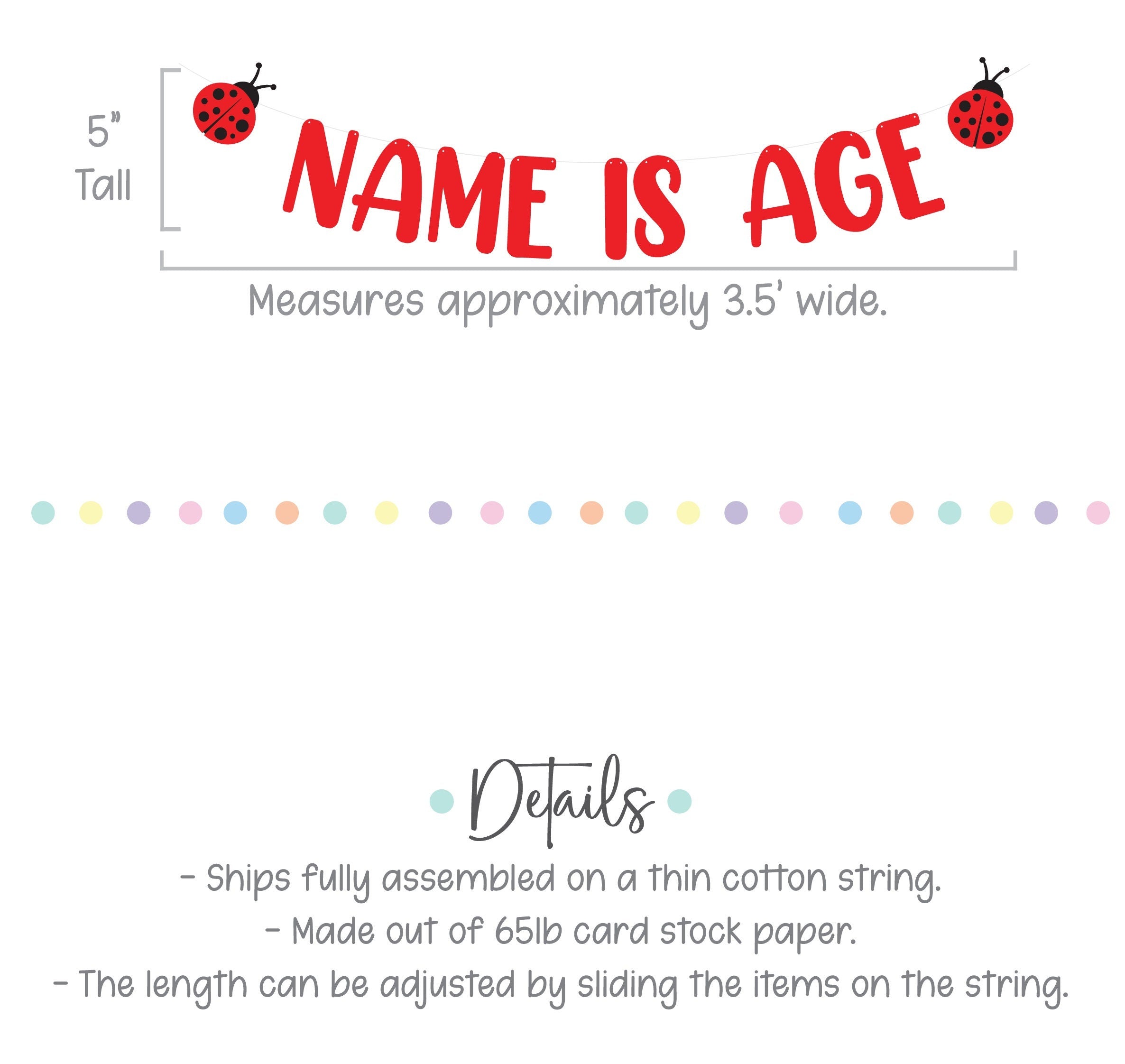 Ladybug Birthday Banner, Ladybug Decorations, Name Is Age, Name Is Two Banner, 2nd Birthday Decoration Ideas